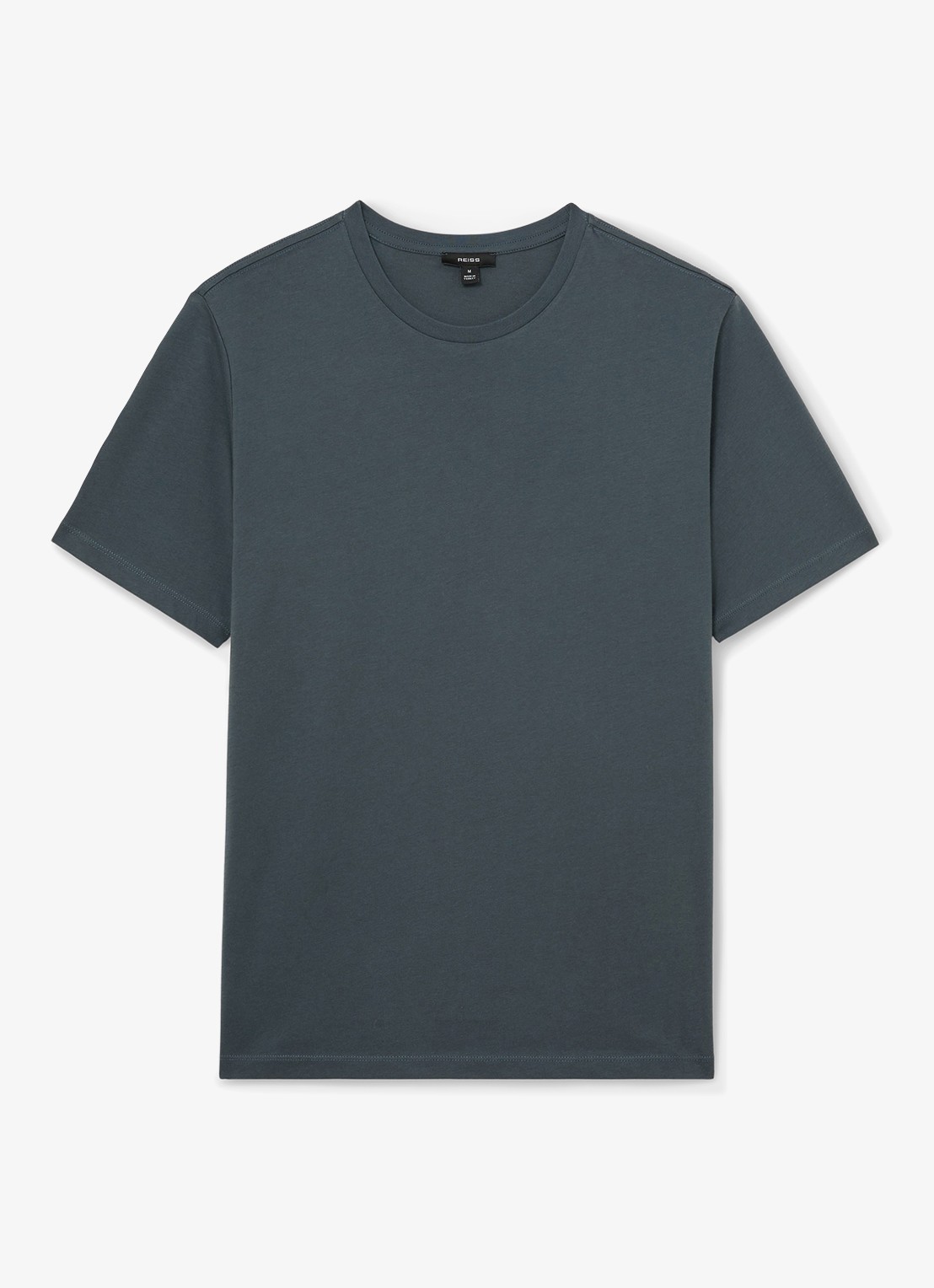 Reiss BLESS Katoen Crew-Neck Tailored-Fit T-Shirt - voorkant 5 staalblauw