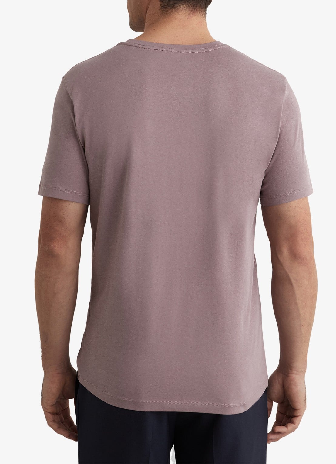 Reiss BLESS Katoen Crew-Neck Tailored-Fit T-Shirt - achterkant 4 donkerbeige