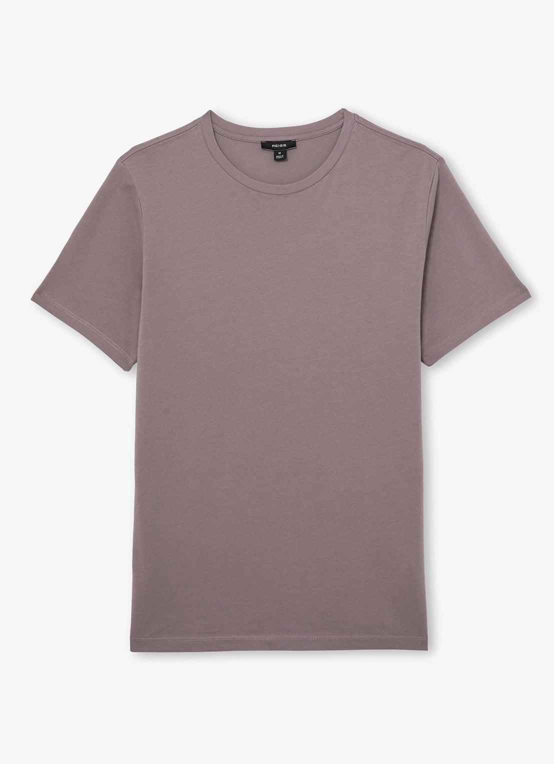 Reiss BLESS Katoen Crew-Neck Tailored-Fit T-Shirt - voorkant 5 donkerbeige