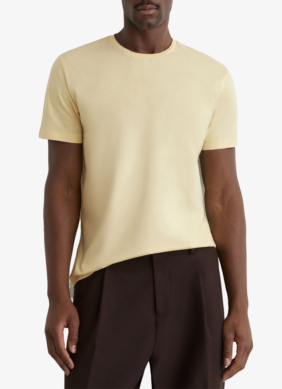 Reiss BLESS Katoen Crew-Neck Tailored-Fit T-Shirt - detail 4 geel