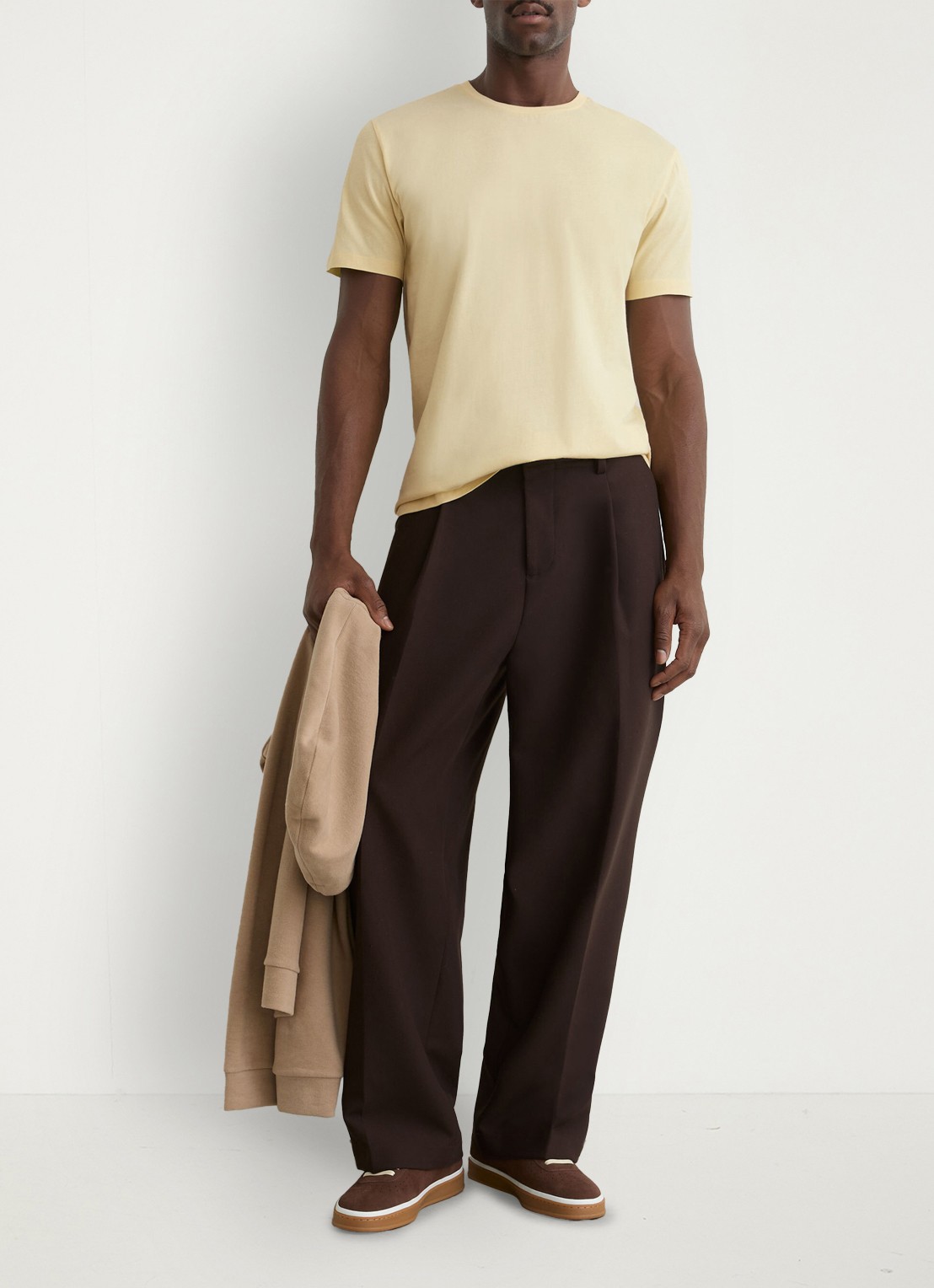 Reiss BLESS Katoen Crew-Neck Tailored-Fit T-Shirt - voorkant 3 geel