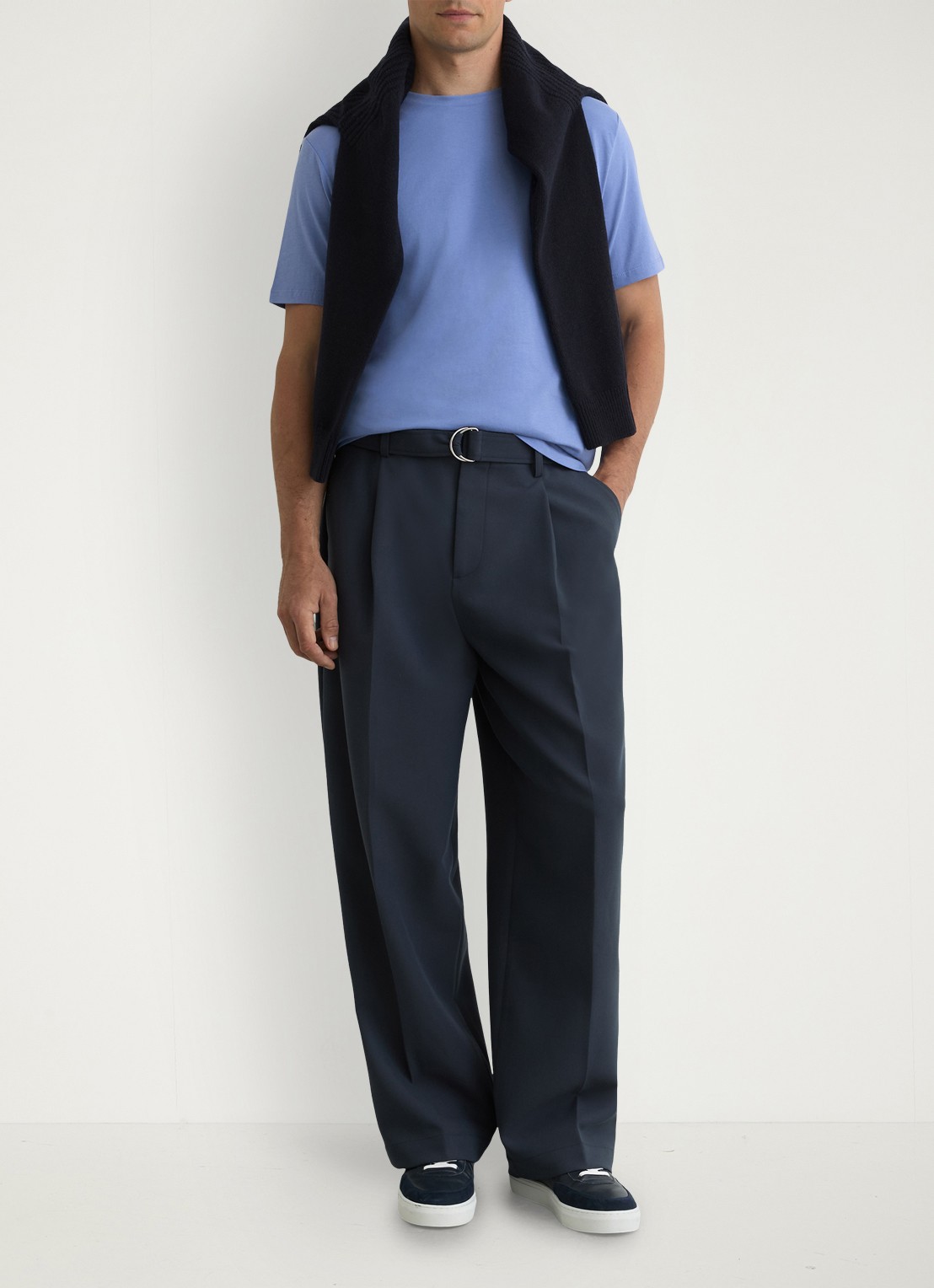 Reiss BLESS Katoen Crew-Neck Tailored-Fit T-Shirt - voorkant 5 blauw