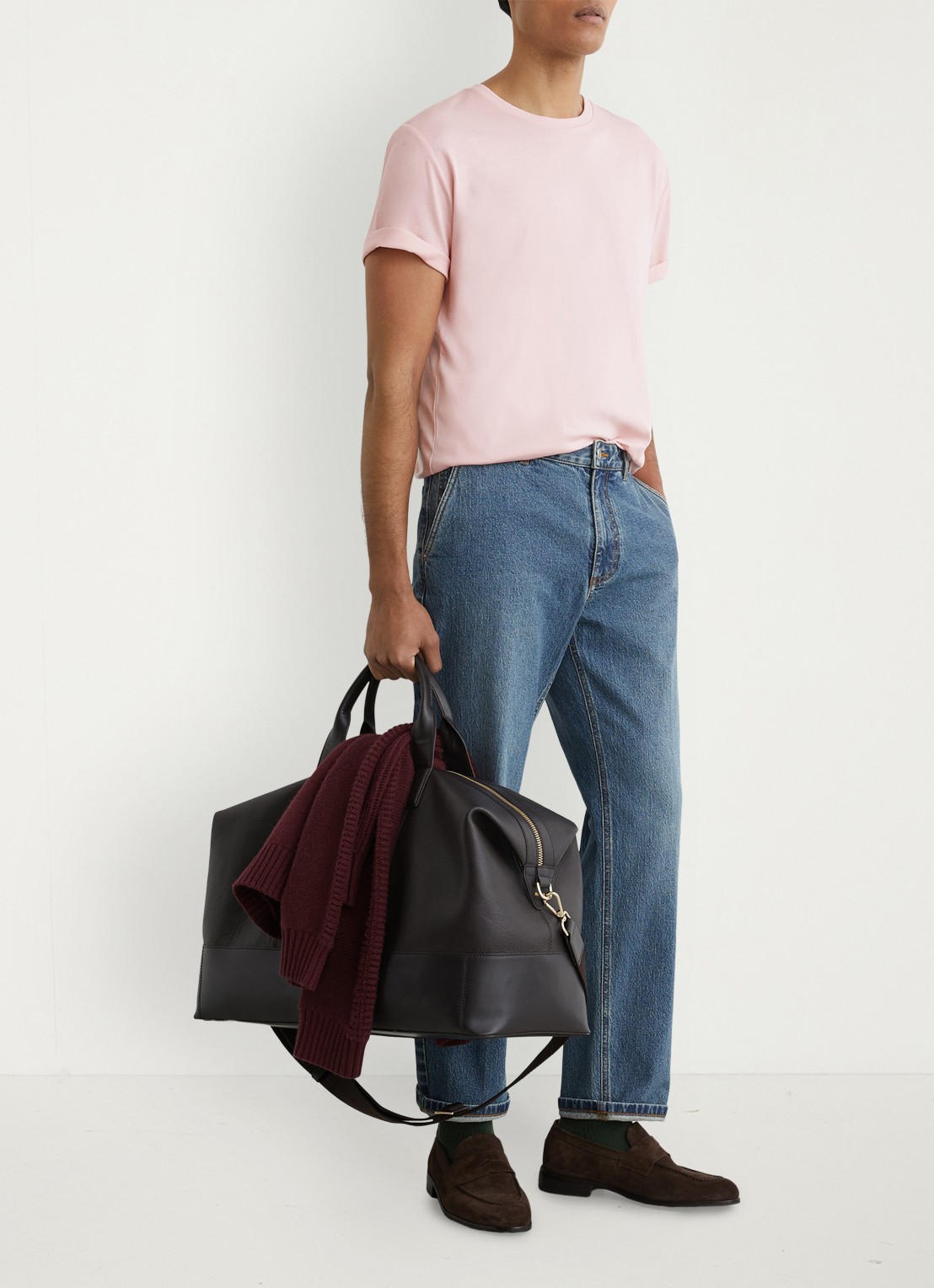 Reiss BLESS Katoen Crew-Neck Tailored-Fit T-Shirt - voorkant 5 lichtroze