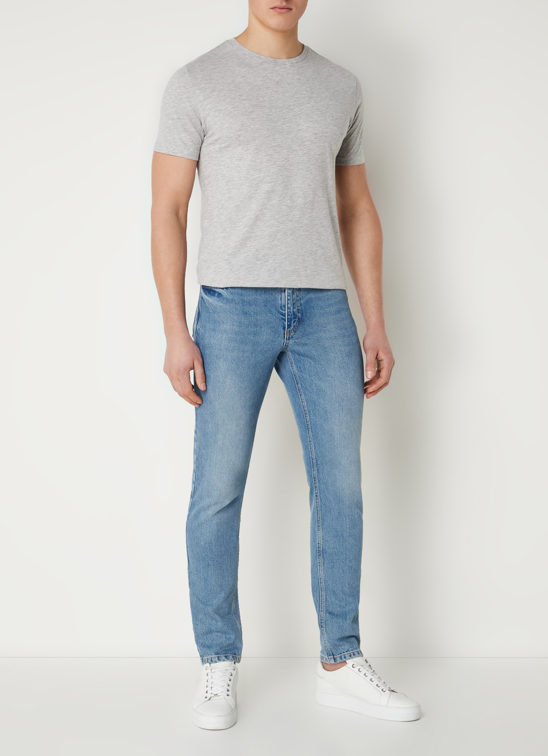 Reiss Bless T-shirt met gemêleerd dessin - voorkant 2 grijsmele