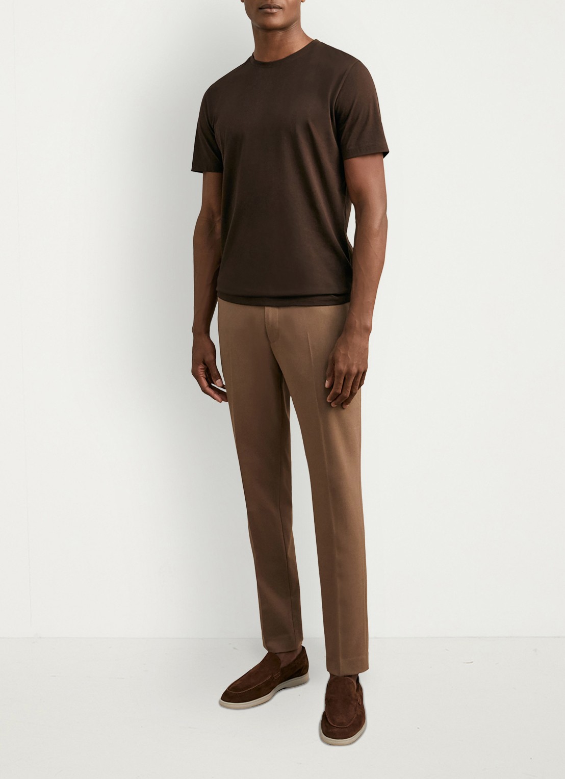 Reiss Bless t-shirt met ronde hals - voorkant 5 donkerbruin