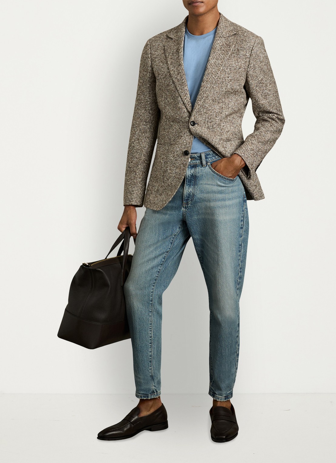 Reiss Bless T-shirt met stretch - voorkant 2 lichtblauw