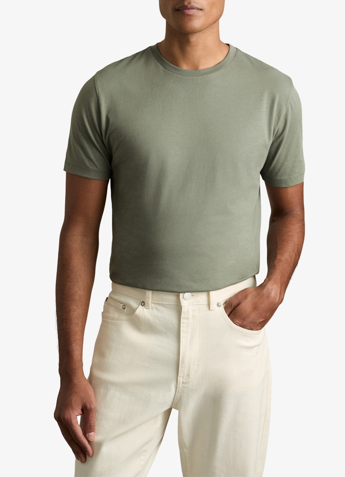 Reiss Bless T-shirt met stretch - detail 4 olijfgroen