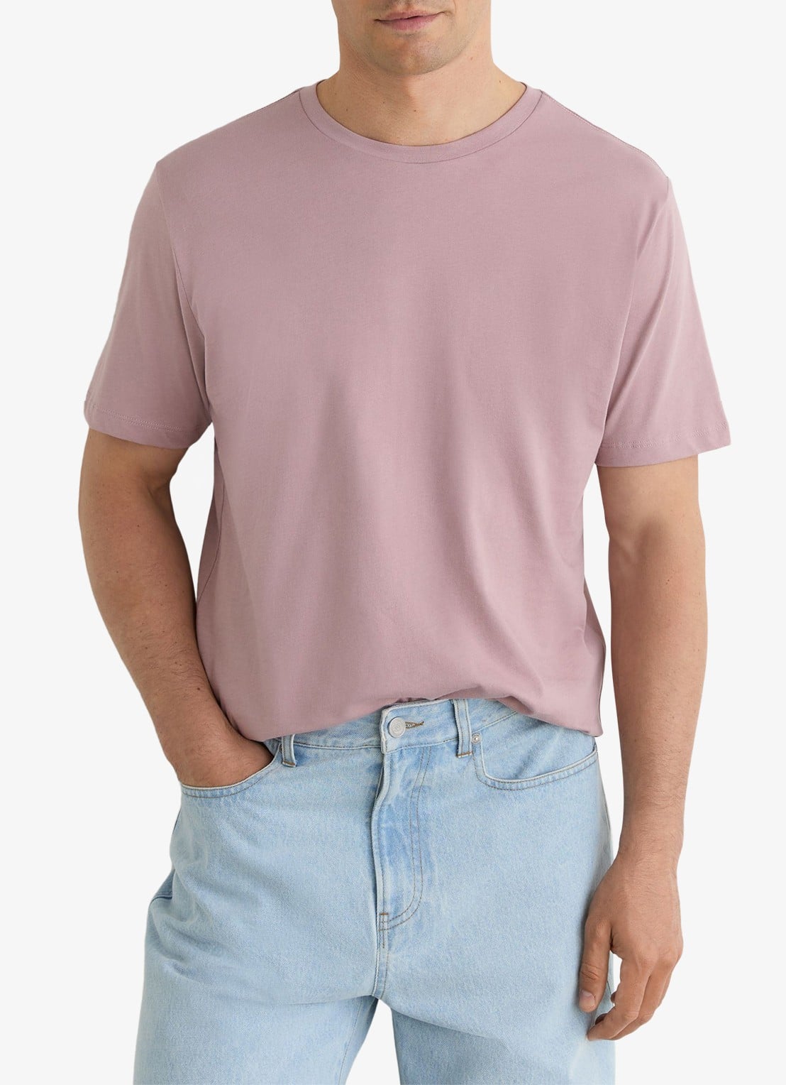 Reiss Bless tailored fit T-shirt met ronde hals - detail dusty rose / roze