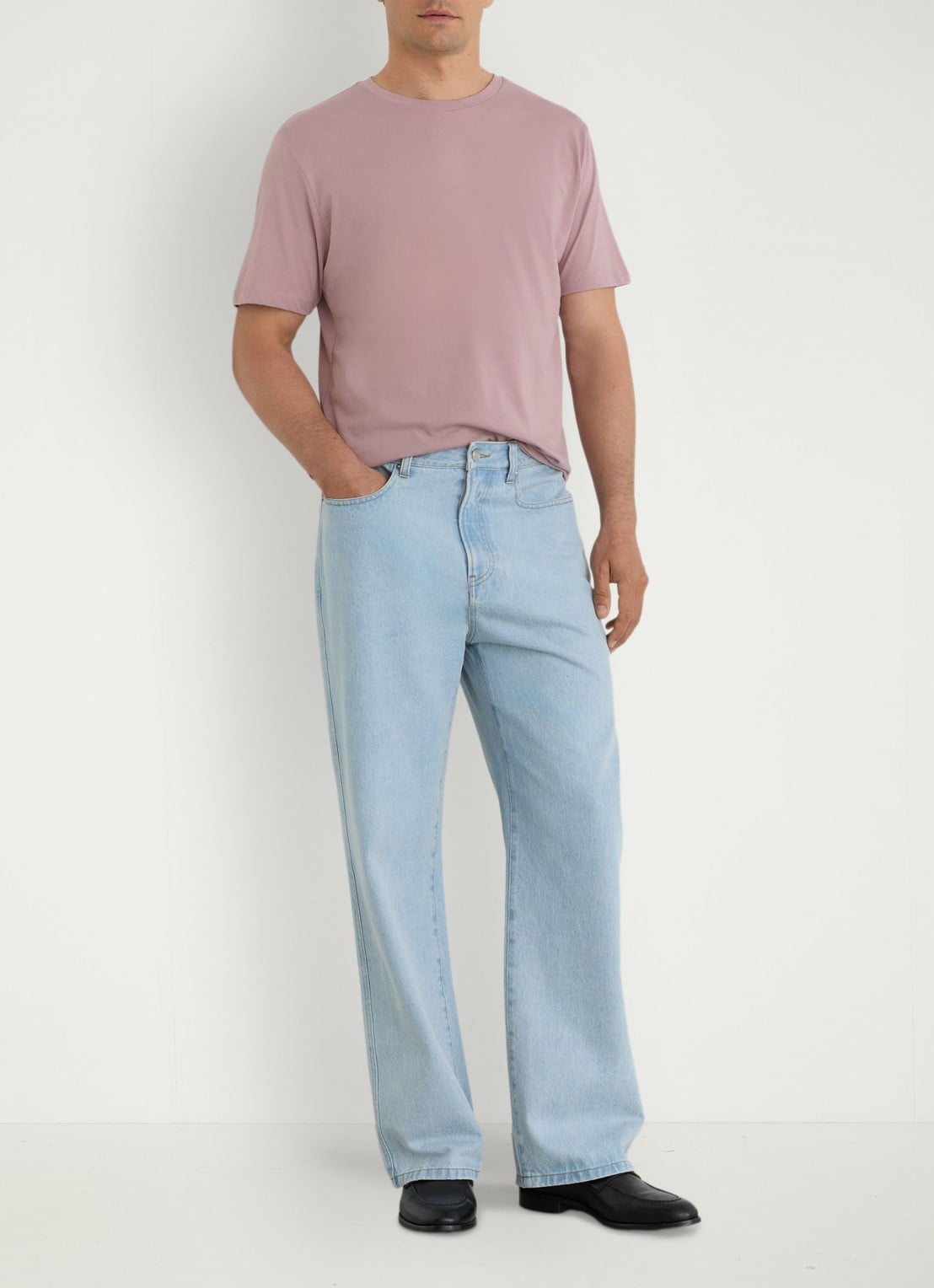 Reiss Bless tailored fit T-shirt met ronde hals - voorkant 4 dusty rose / roze