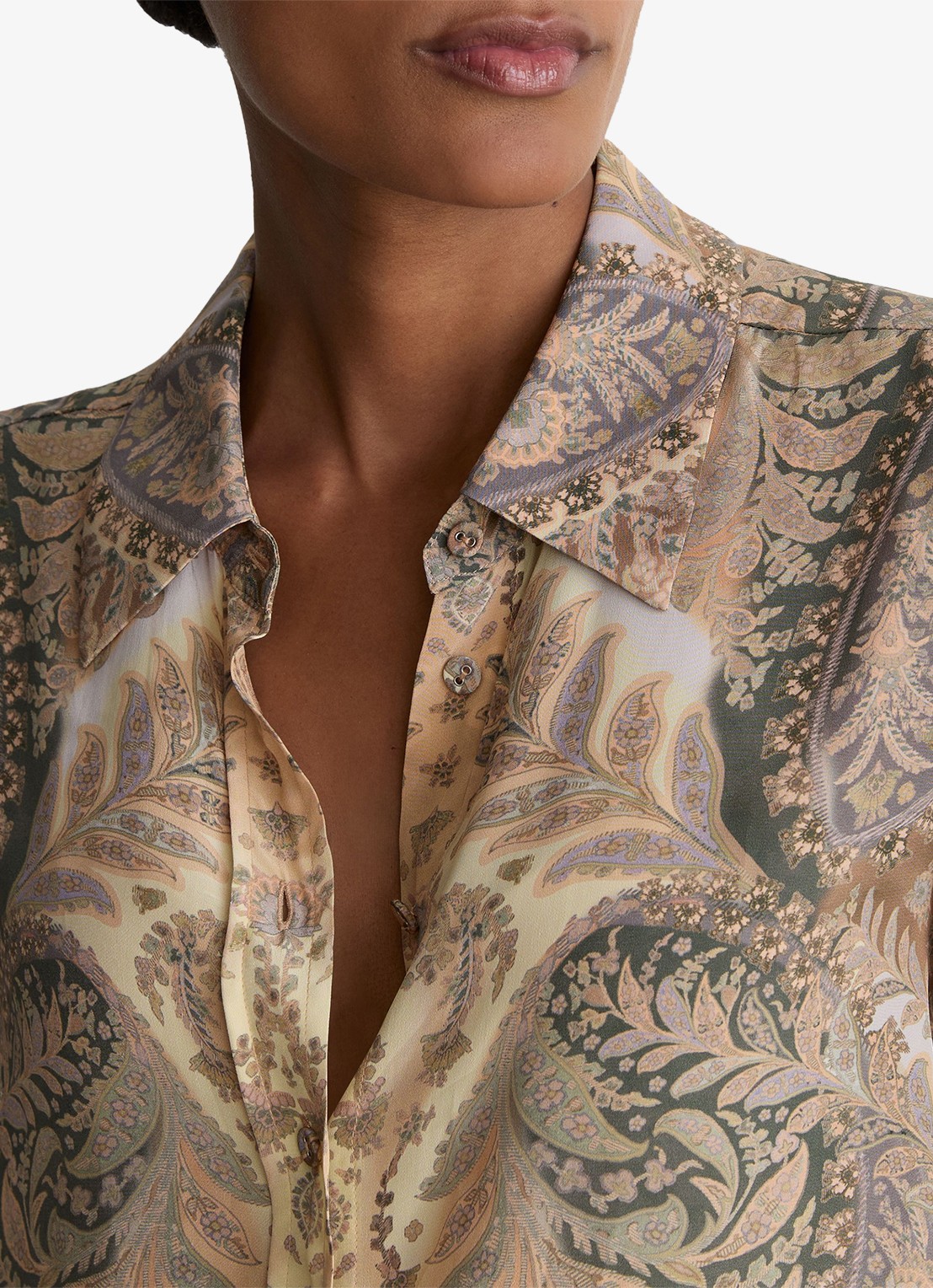 Reiss Blouse met jacquard dessin - detail 4 zand