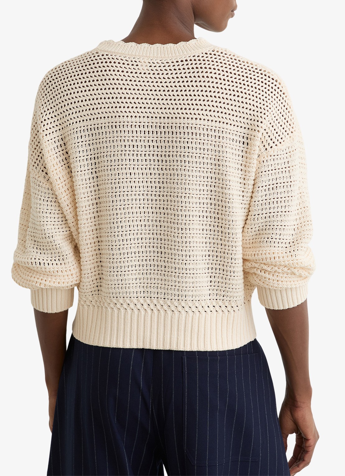 Reiss Bonnie grofgebreide trui met ronde hals - achterkant 6 creme