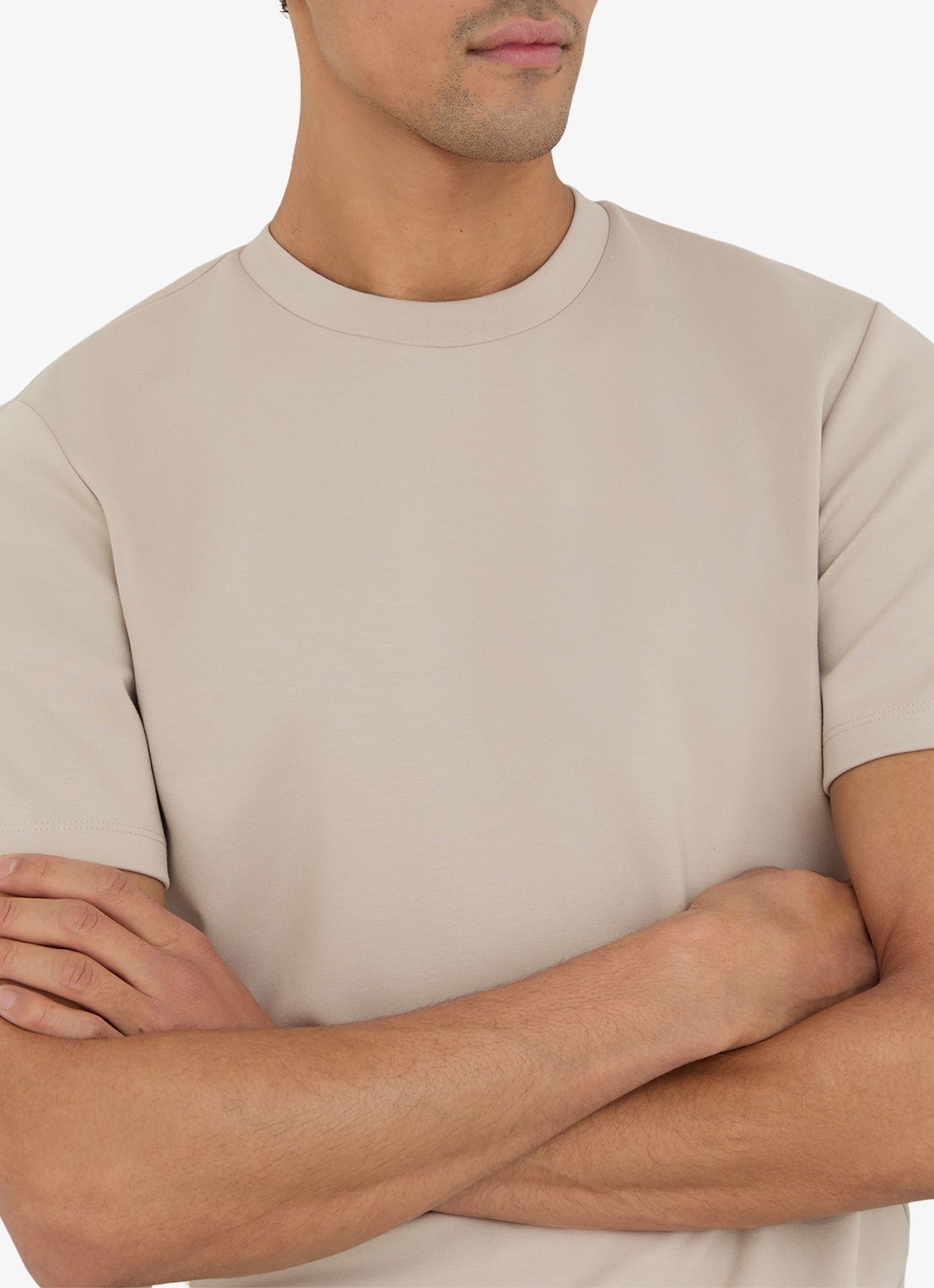 Reiss BRADLEY Premium-Interlock Modern-Fit T-Shirt - detail 5 beige
