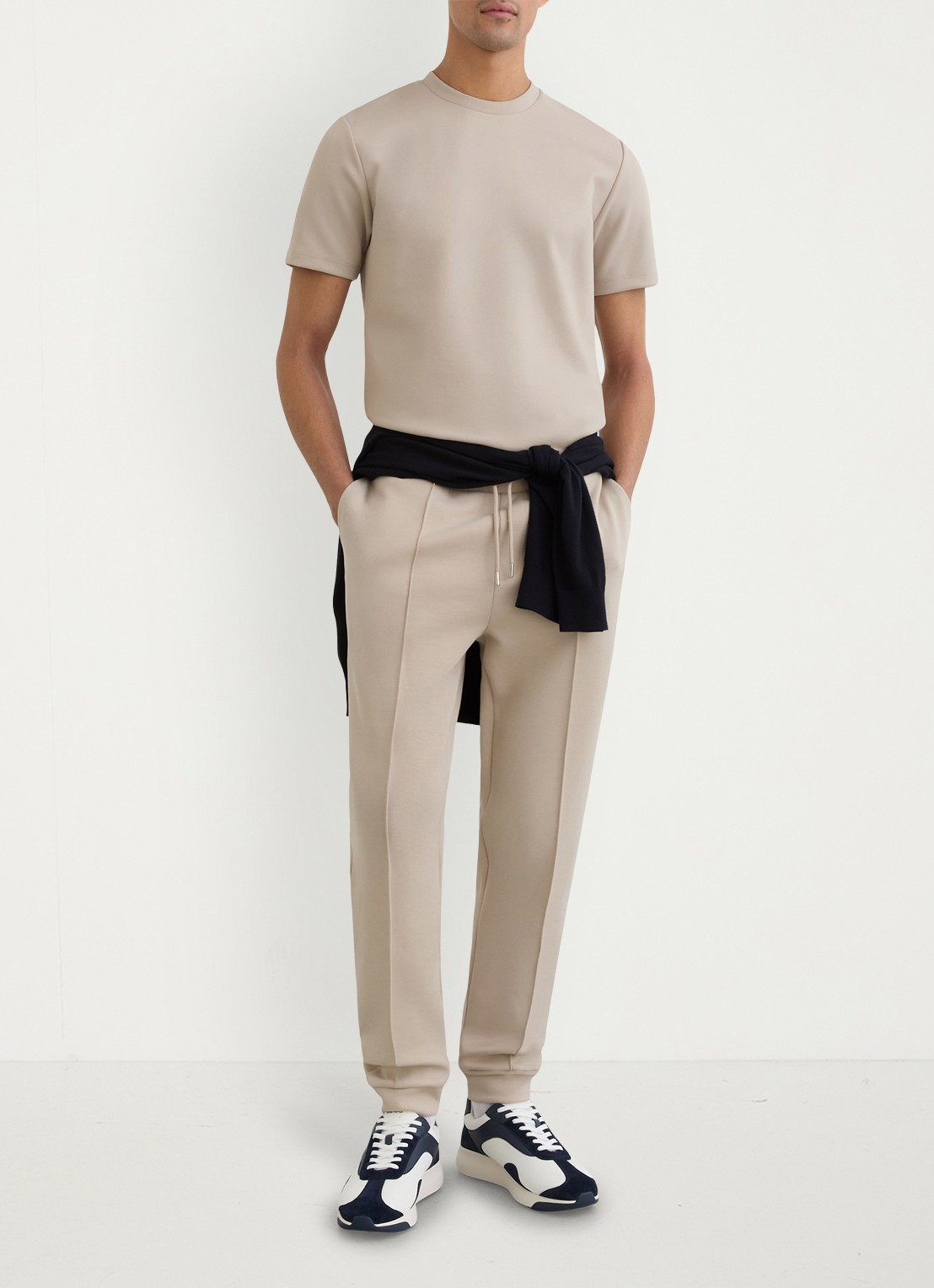 Reiss BRADLEY Premium-Interlock Modern-Fit T-Shirt - voorkant 3 beige