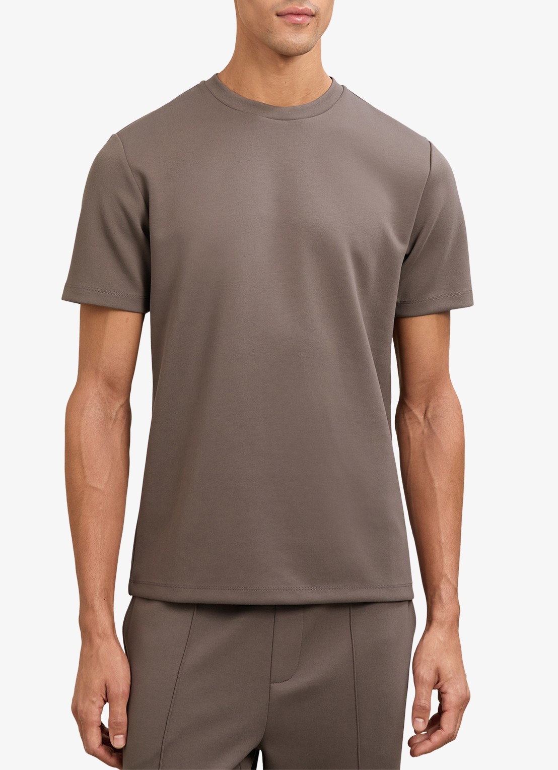 Reiss Bradley T-shirt met ronde hals - detail lichtbruin