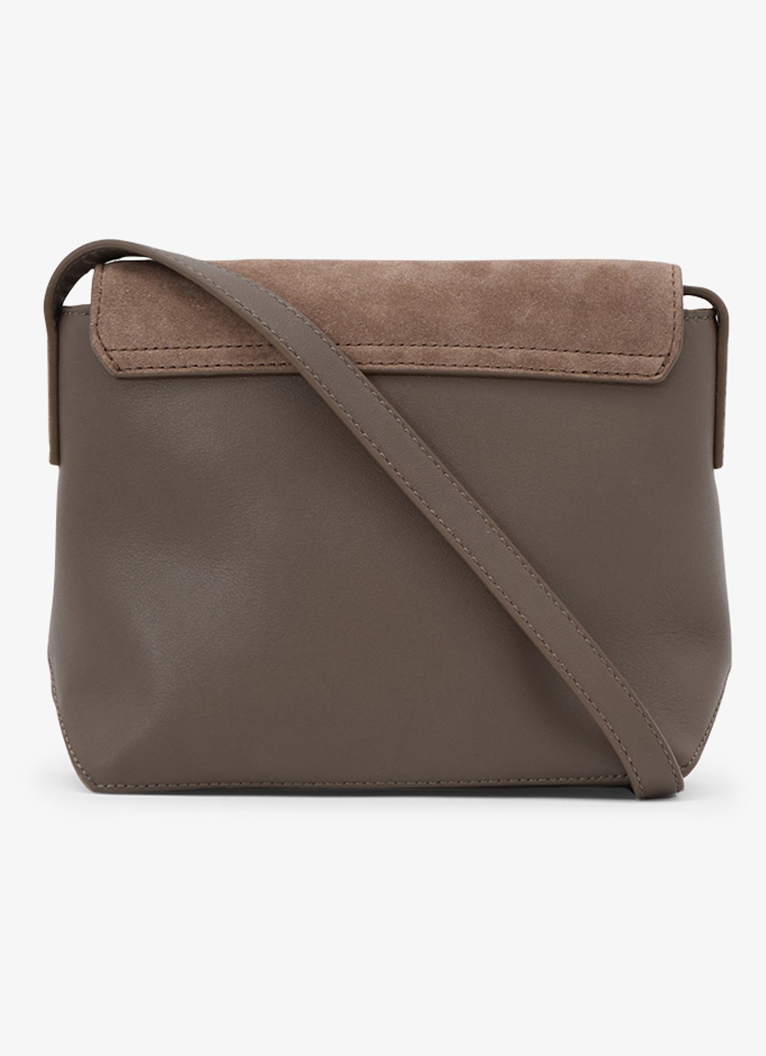 Reiss Brea crossbodytas van leer met suède details - achterkant 5 donkerbruin