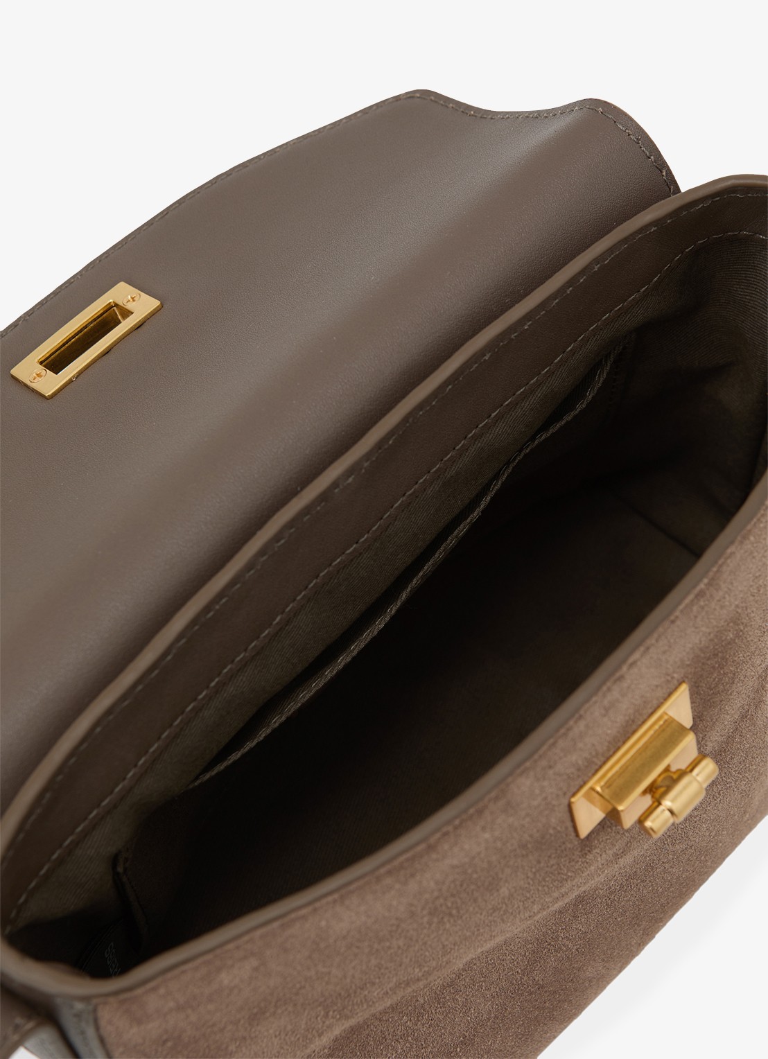Reiss Brea crossbodytas van leer met suède details - detail 4 donkerbruin