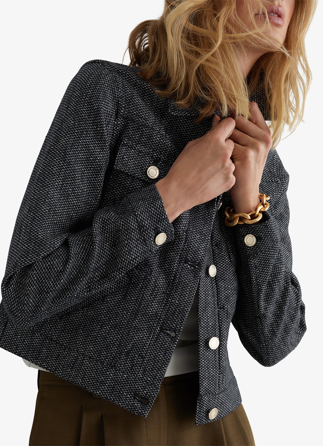 Reiss Bree jack in linnenblend - detail 5 blauw