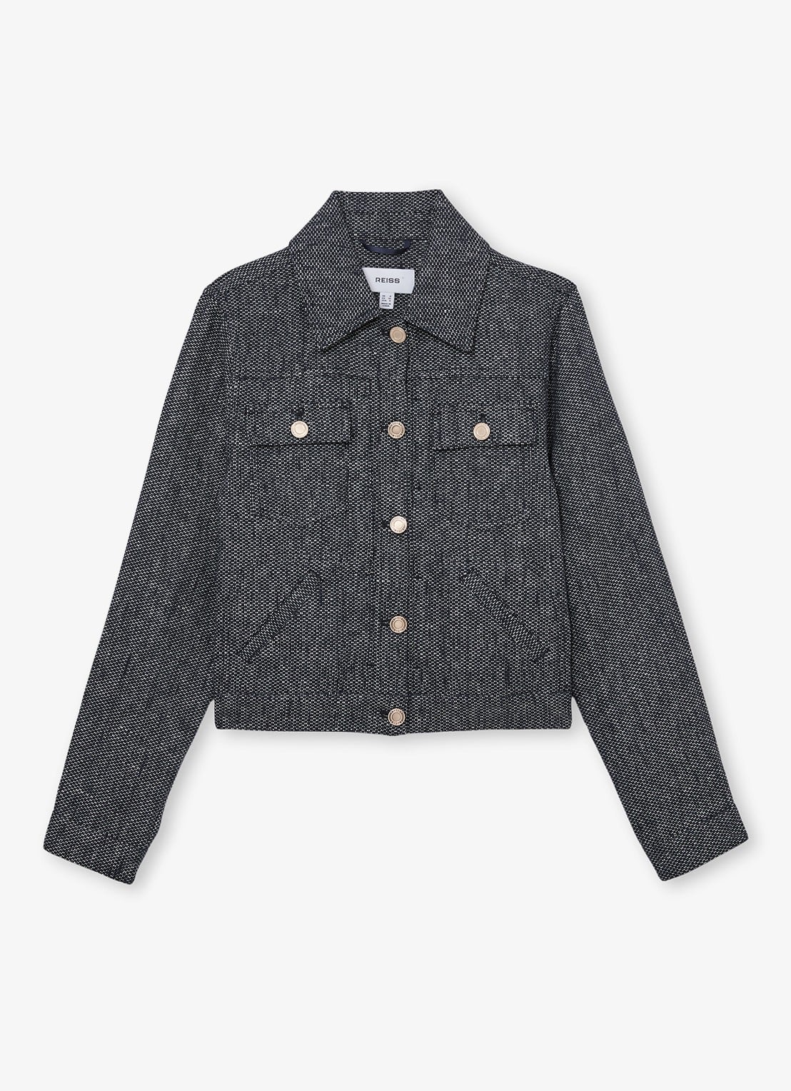 Reiss Bree jack in linnenblend - voorkant blauw