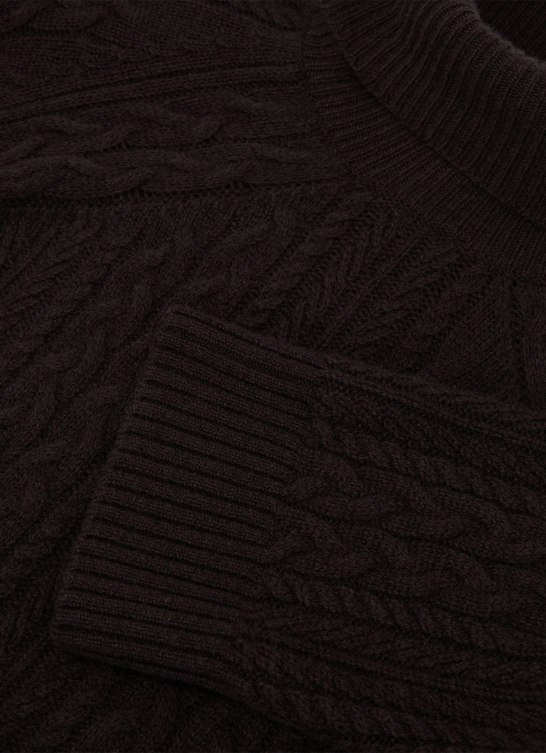 Reiss Brielle kabelgebreide trui in wolblend - detail 4 chocoladebruin