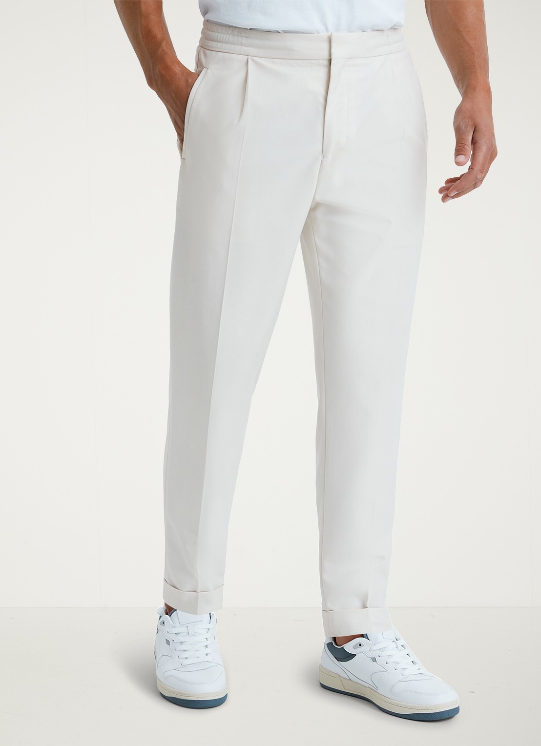 Reiss Brighton tapered fit chino met steekzakken - detail 4 ecru / wit