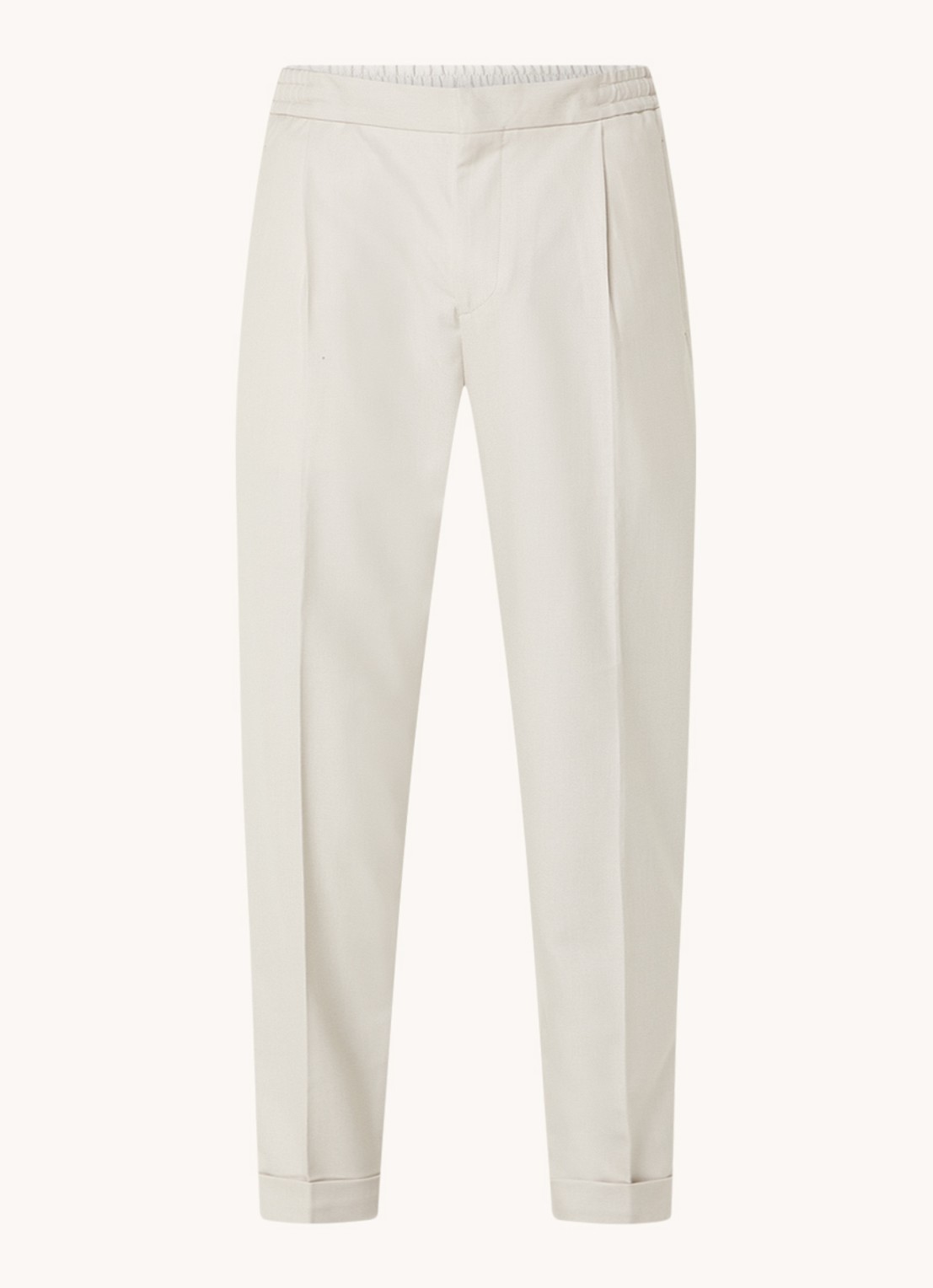Reiss Brighton tapered fit chino met steekzakken - voorkant creme