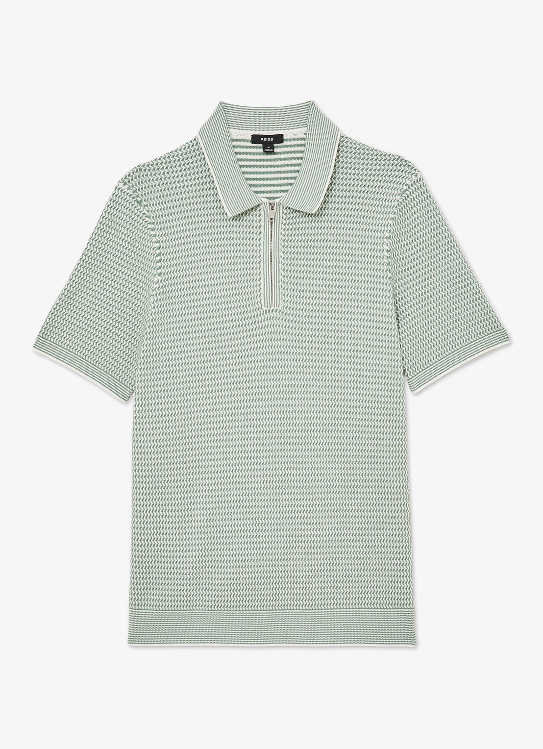 Reiss Brink regular fit polo met structuur - voorkant groen