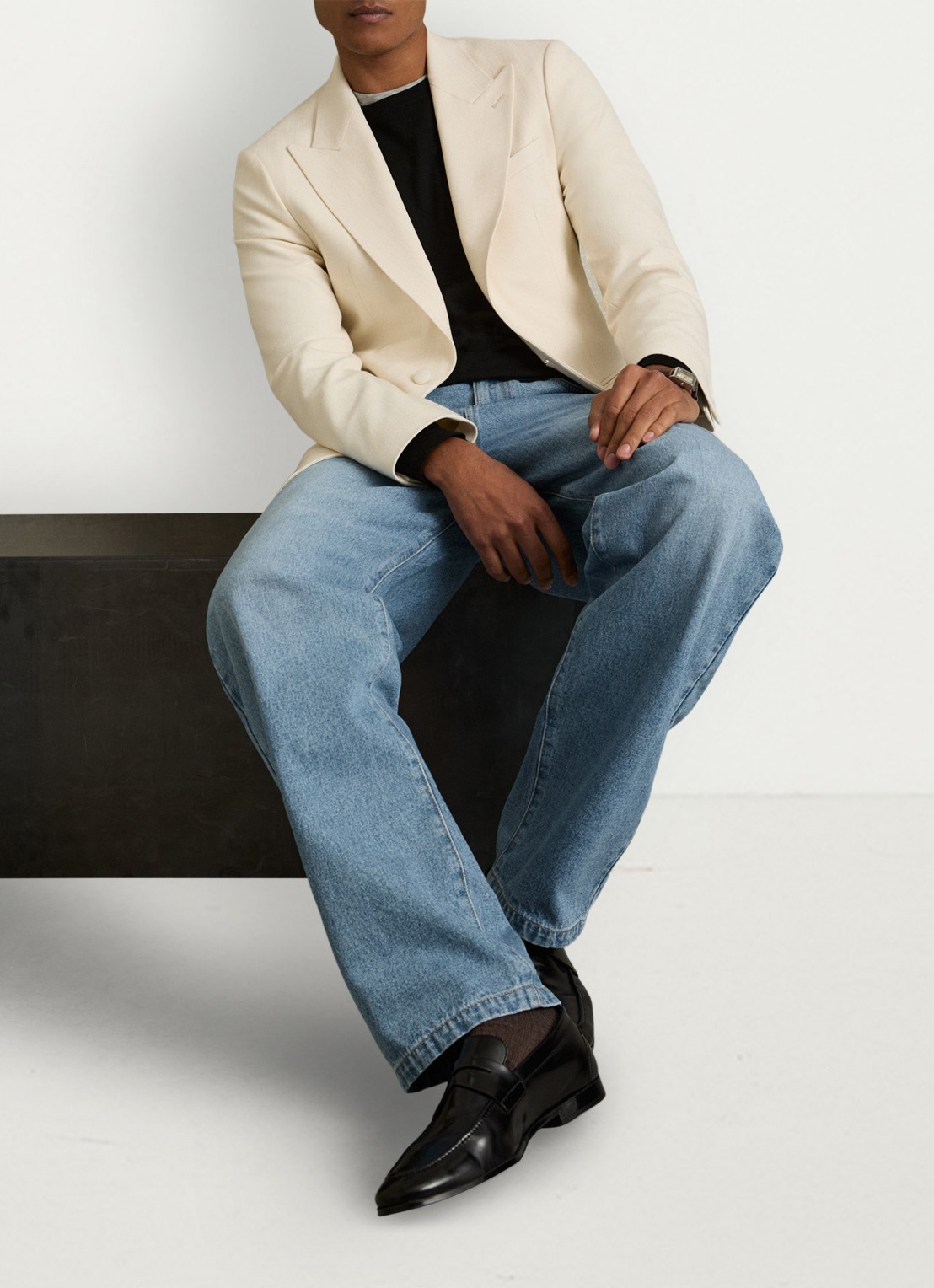 Reiss Broadway loose fit jeans met steekzakken - voorkant 7 denim