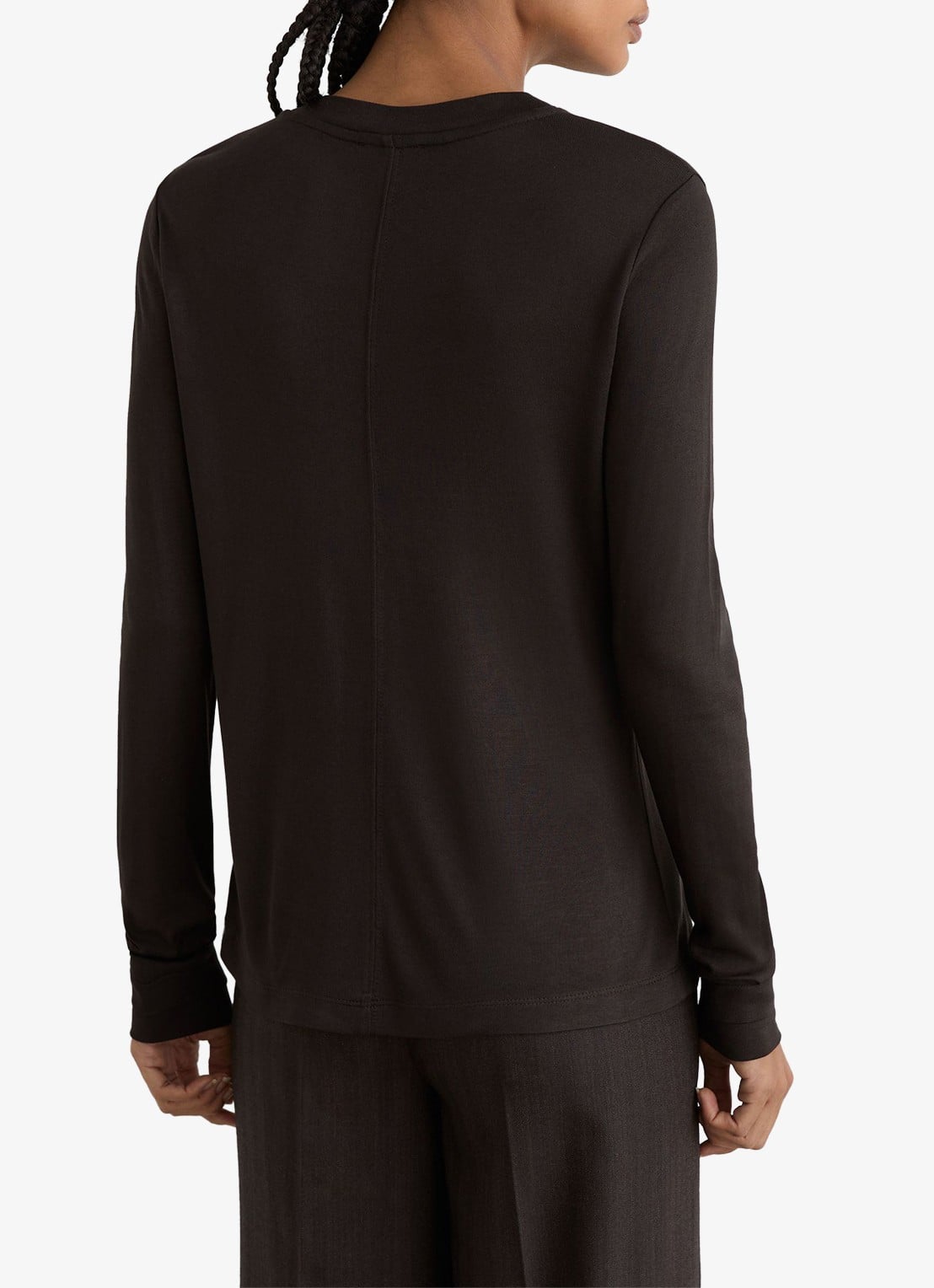 Reiss Brody longsleeve met V-hals - achterkant 4 chocoladebruin