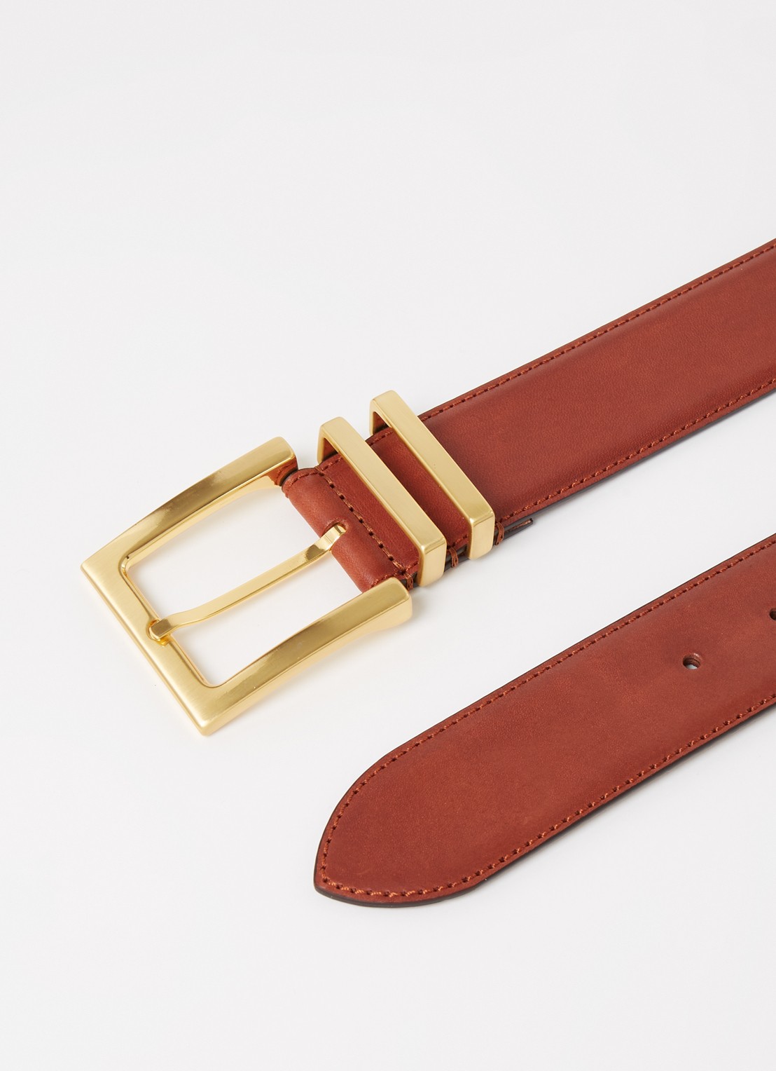 Reiss Brompton riem van leer - detail roodbruin