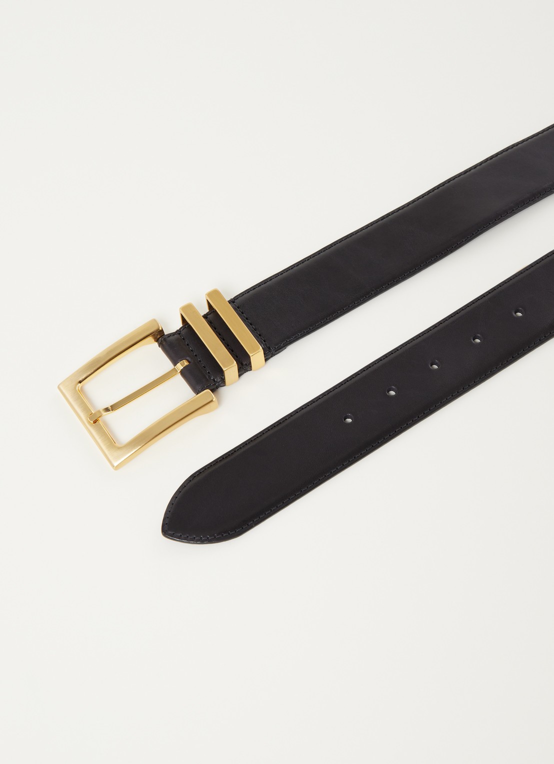 Reiss Brompton riem van leer - detail zwart