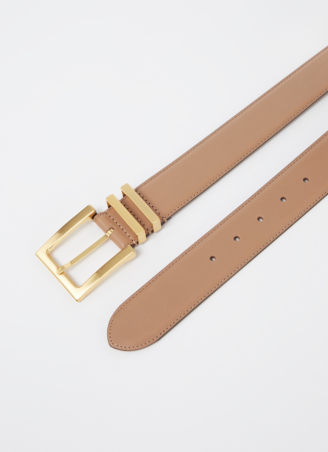 Reiss Brompton riem van leer - detail 2 donkerbeige