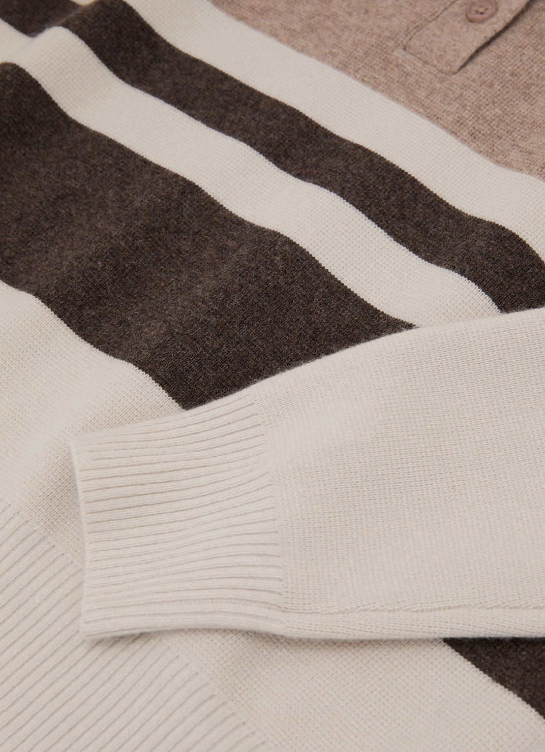 Reiss Bronte fijngebreide polo in kasjmierblend met streepprint - detail 4 beige