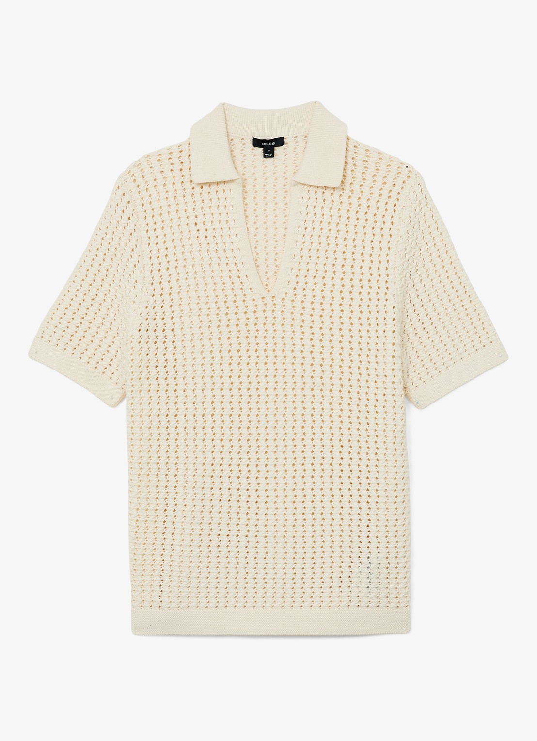 Reiss Bronwyn regular fit polo met opengewerkt dessin - voorkant white / wit