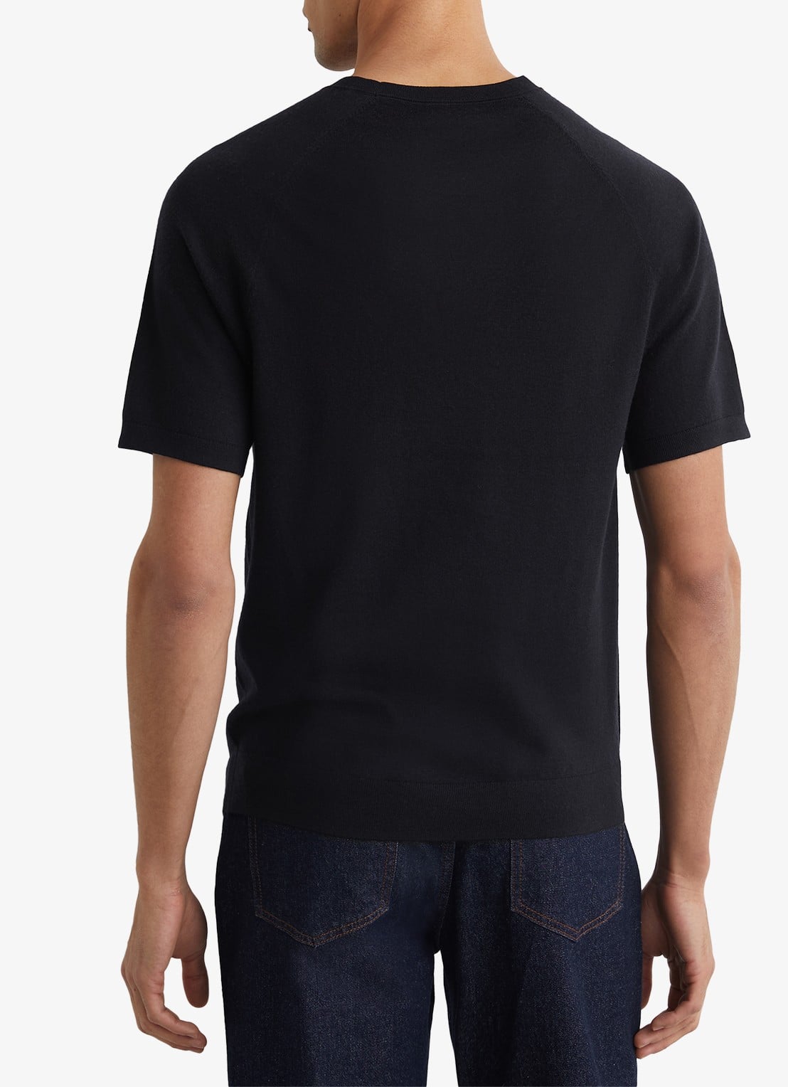 Reiss Brook T-shirt van merino wol met ronde hals - achterkant 6 navy / blauw