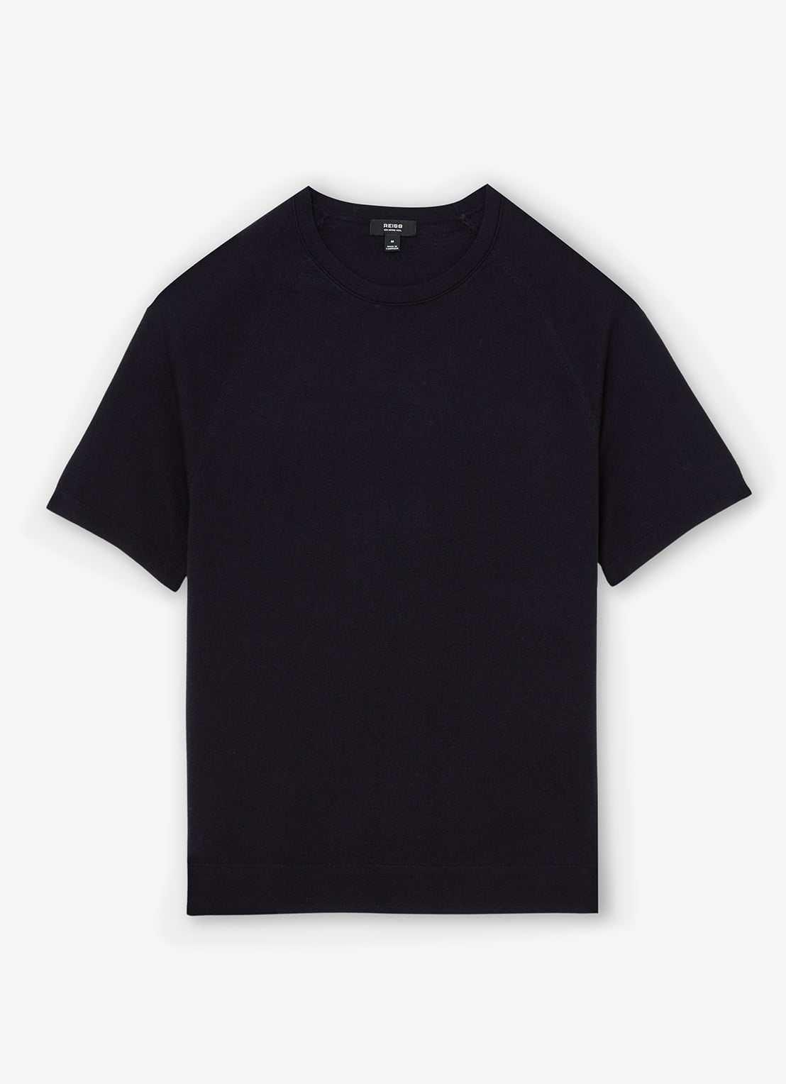 Reiss Brook T-shirt van merino wol met ronde hals - voorkant navy / blauw