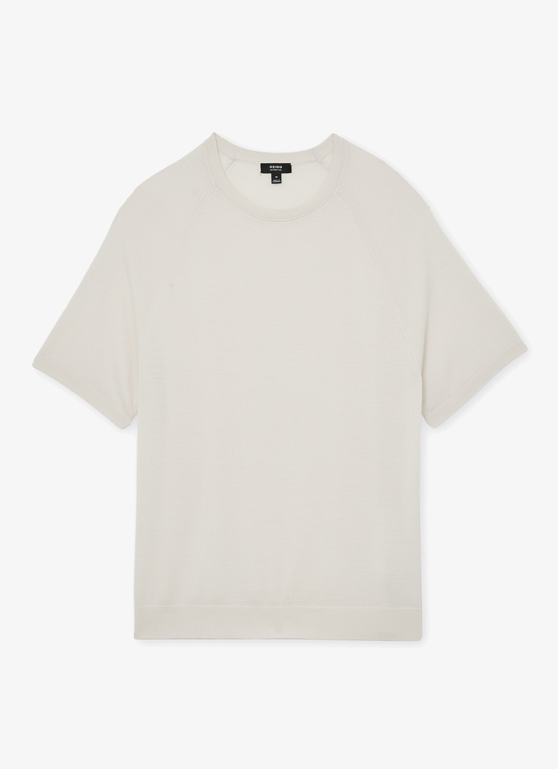 Reiss Brook T-shirt van merino wol met ronde hals - voorkant wit