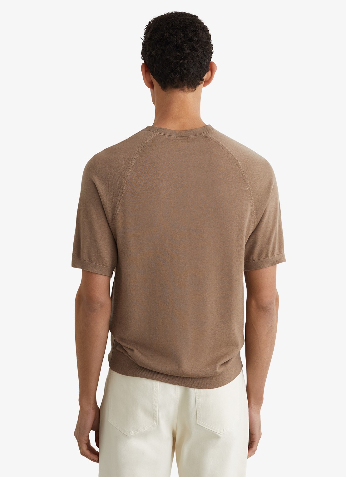 Reiss Brook T-shirt van merino wol met ronde hals - achterkant bruin