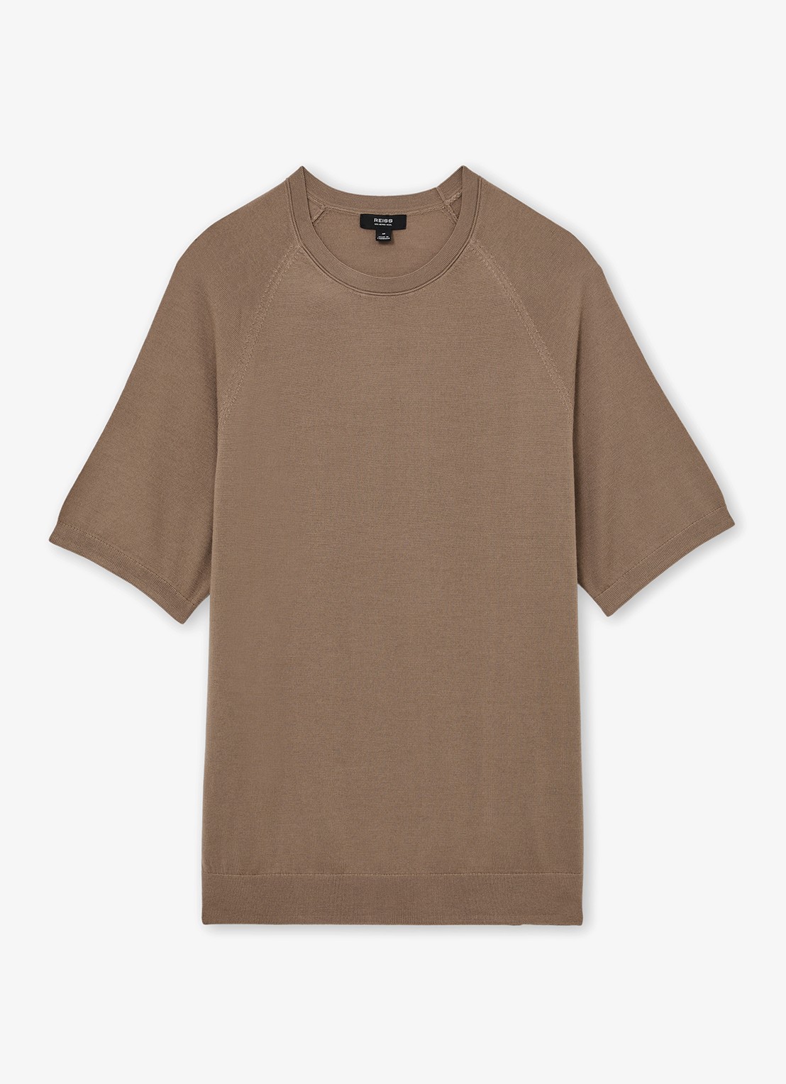 Reiss Brook T-shirt van merino wol met ronde hals - voorkant 2 bruin