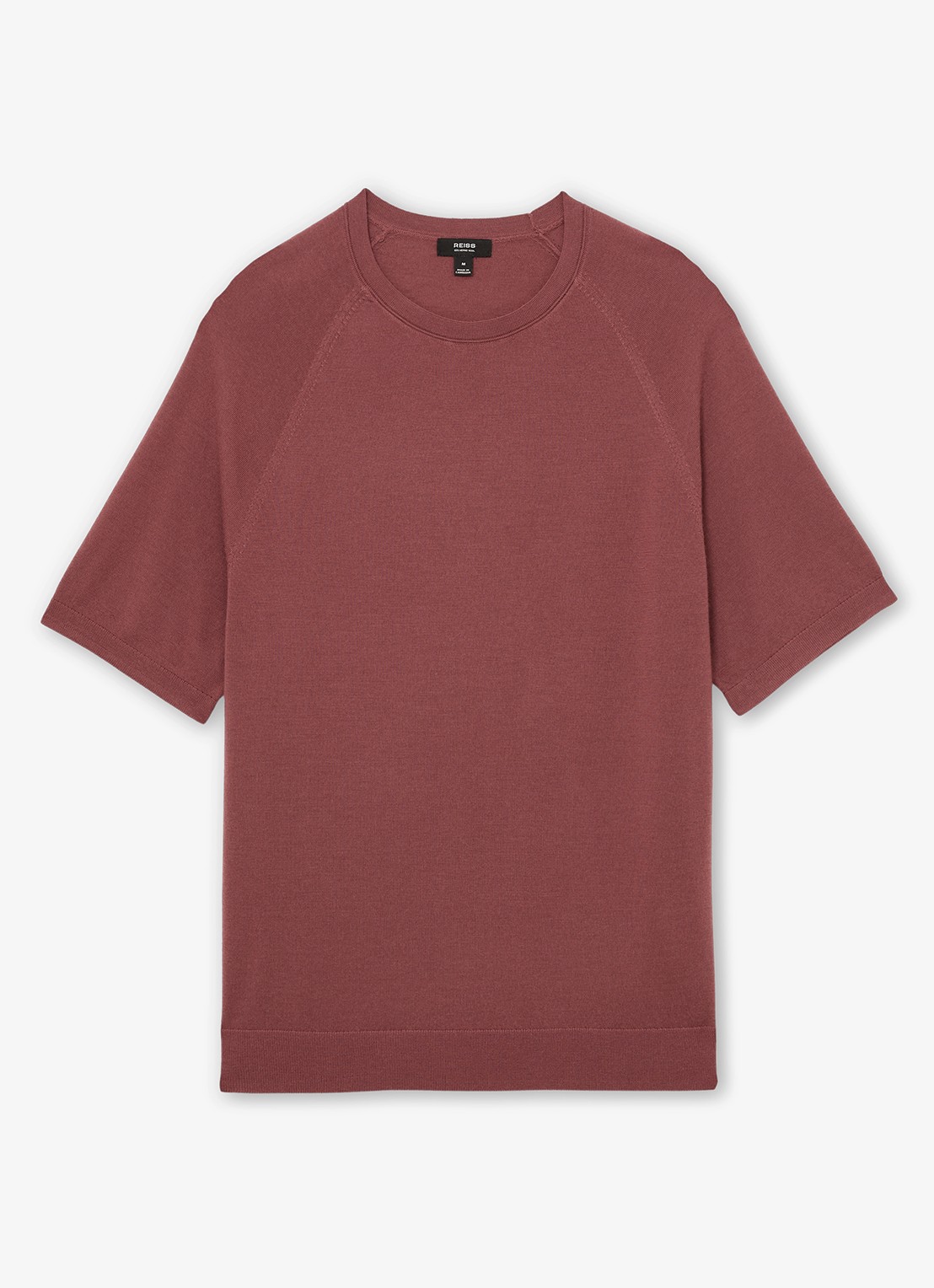 Reiss Brook T-shirt van merino wol met ronde hals - voorkant 2 donkerrood