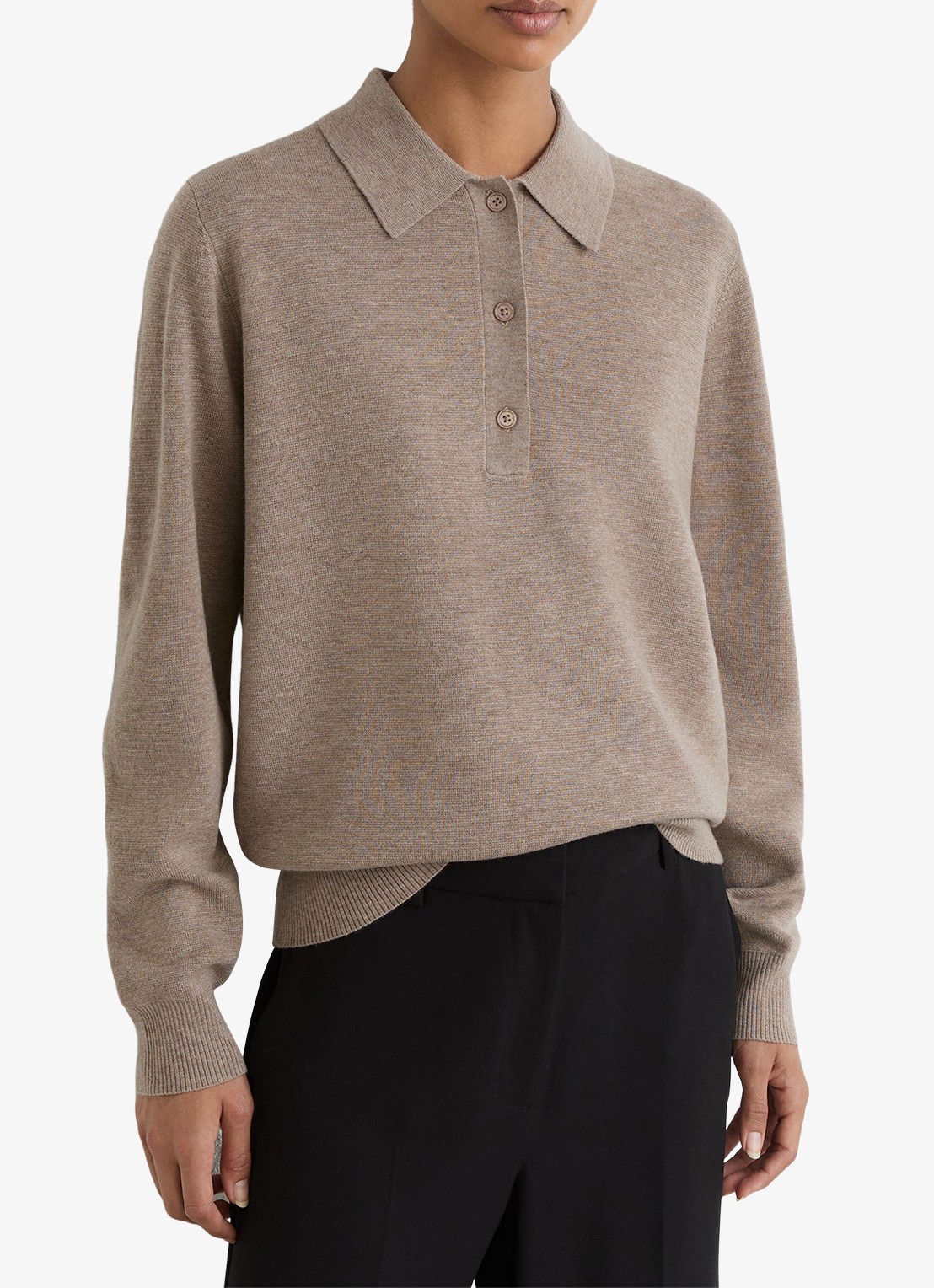Reiss BROOKE pullover van wol met polokraag  - detail 4 zand