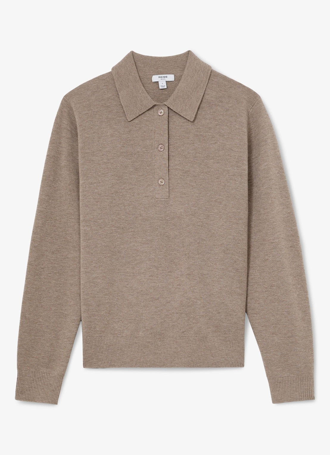 Reiss BROOKE pullover van wol met polokraag  - voorkant 2 zand