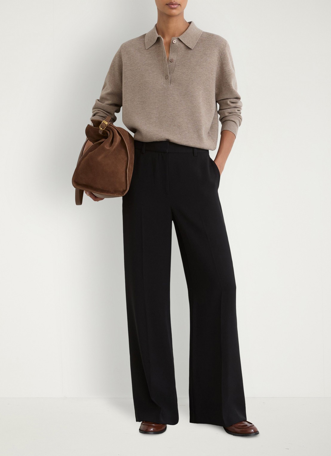 Reiss BROOKE pullover van wol met polokraag  - voorkant 3 zand