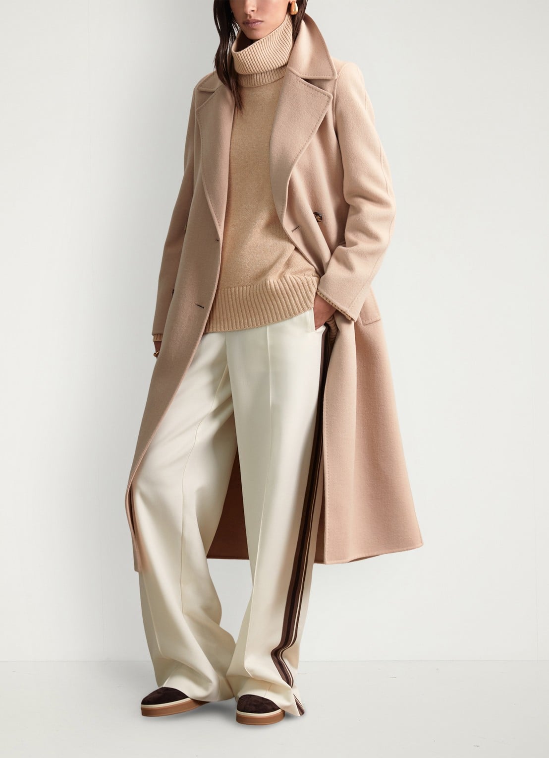 Reiss Brooklyn fijngebreide trui in wolblend - voorkant 5 beige