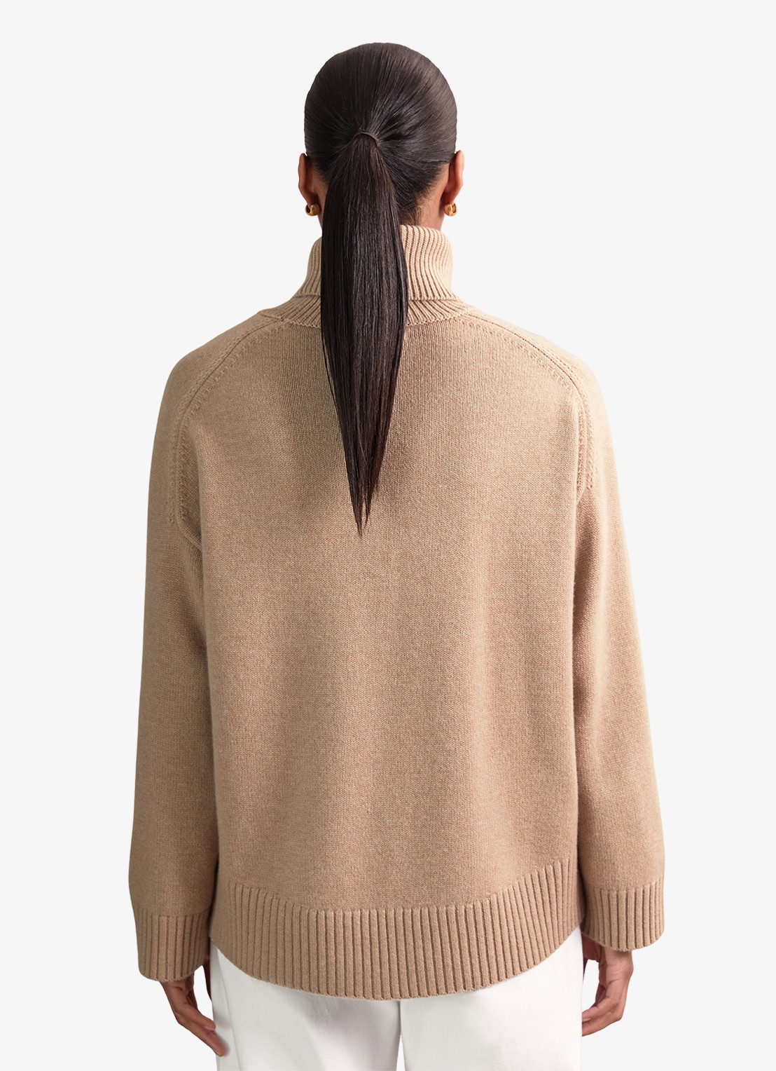 Reiss Brooklyn fijngebreide trui in wolblend - achterkant 4 camel
