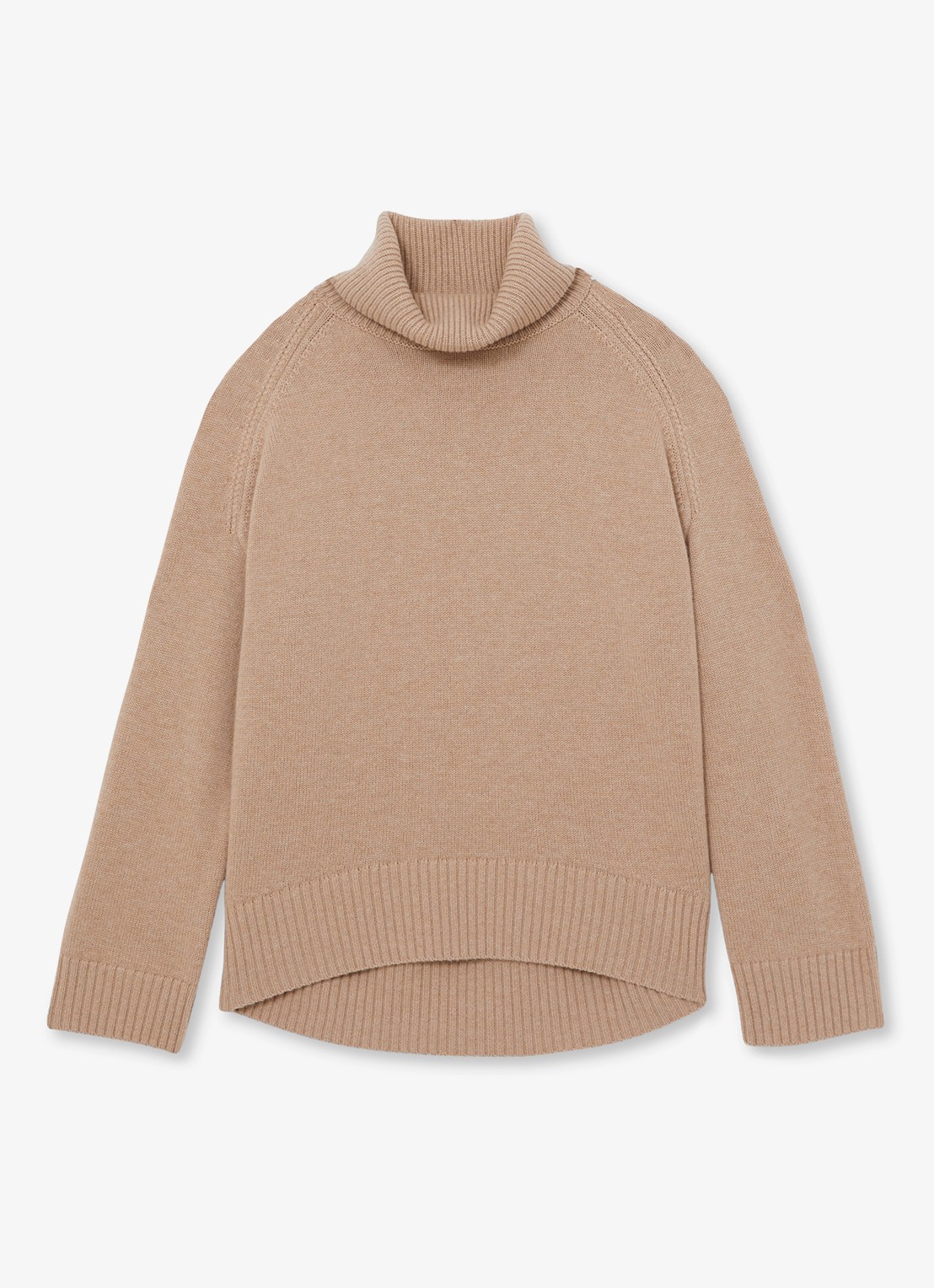 Reiss Brooklyn fijngebreide trui in wolblend - voorkant 5 camel
