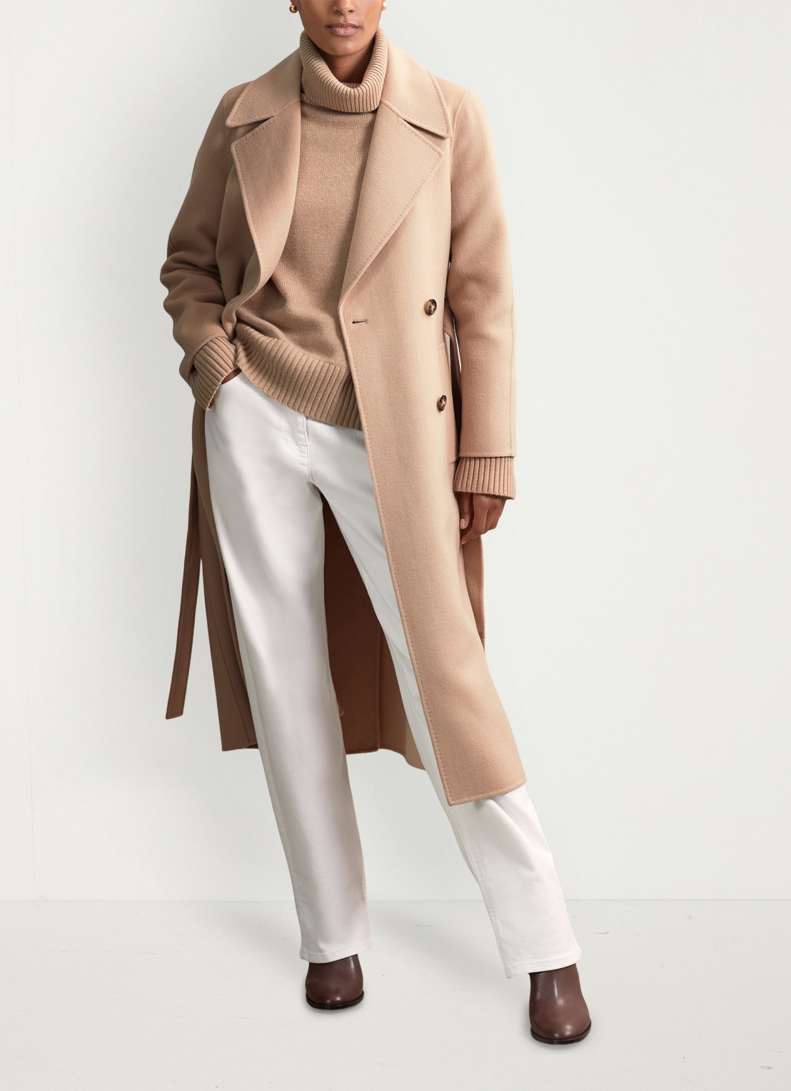 Reiss Brooklyn fijngebreide trui in wolblend - voorkant 6 camel