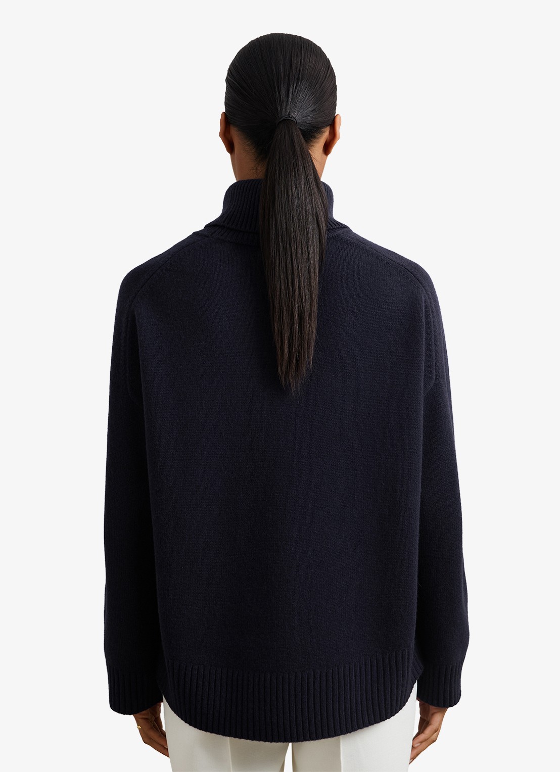 Reiss Brooklyn fijngebreide trui in wolblend - achterkant 5 blauw