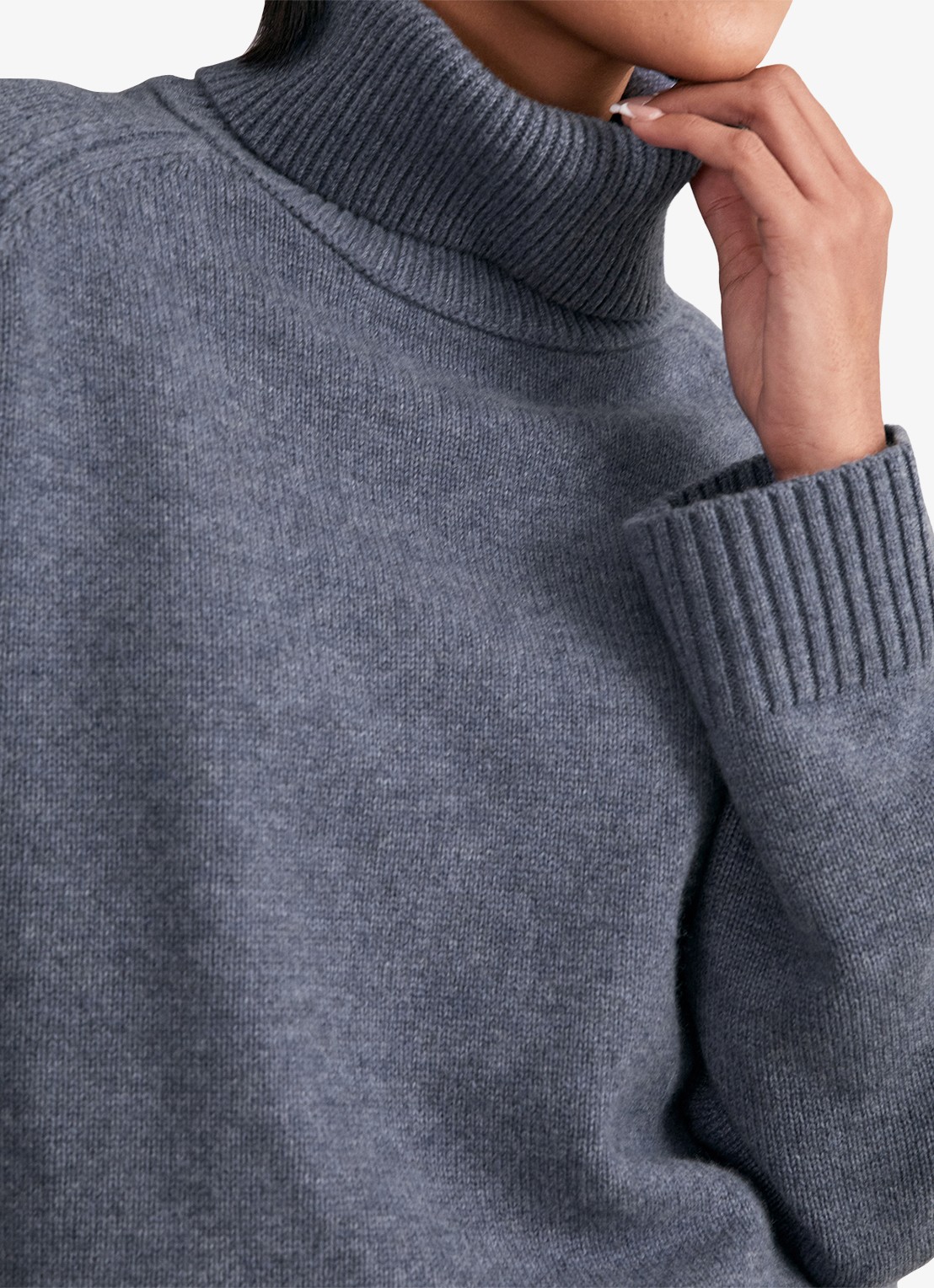 Reiss Brooklyn fijngebreide trui in wolblend - detail 5 blauwgrijs