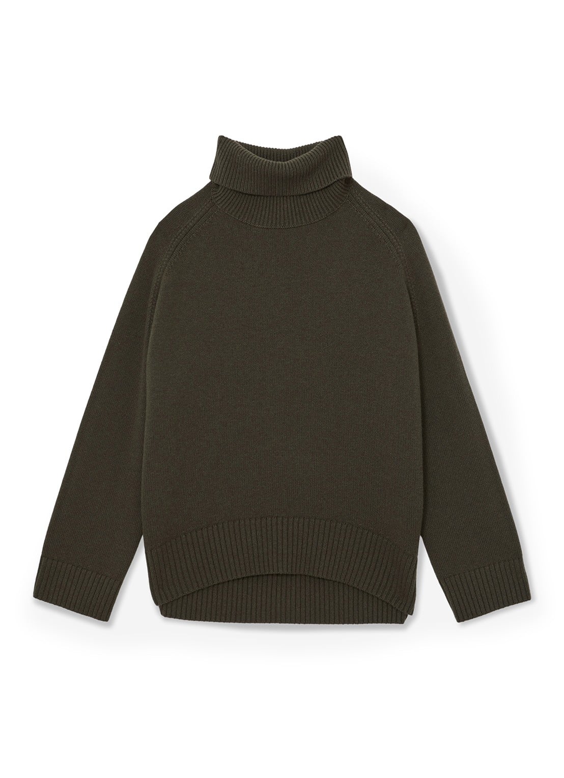 Reiss Brooklyn fijngebreide trui in wolblend - voorkant khaki