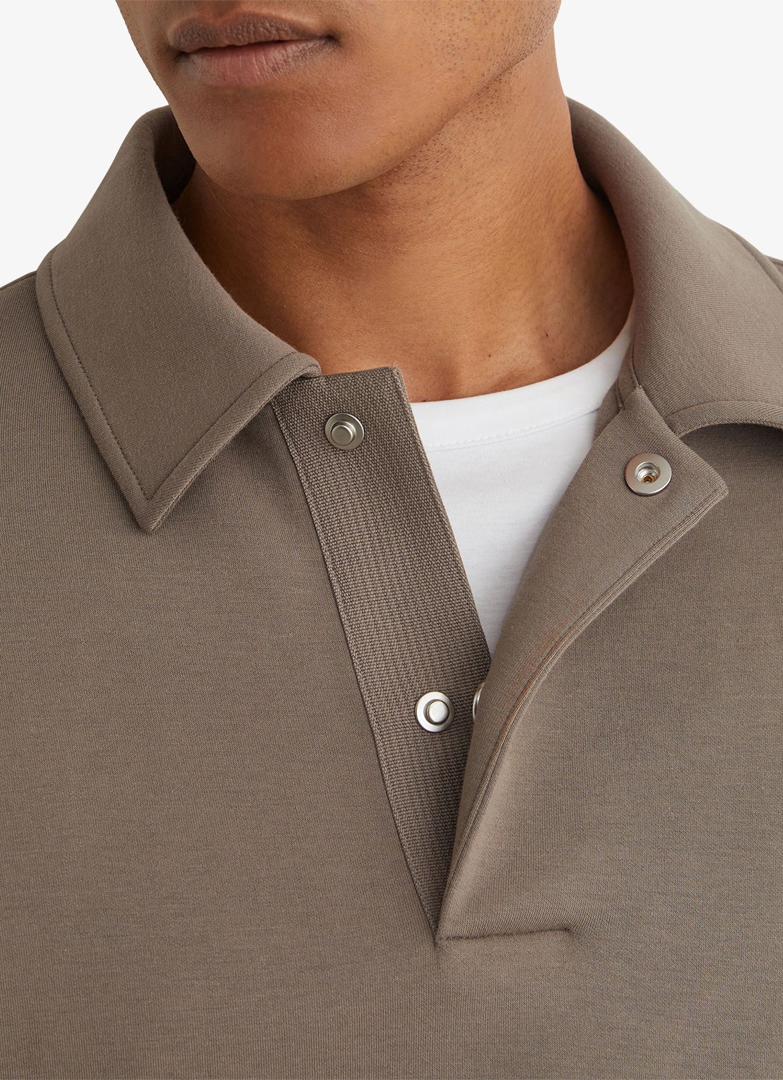 Reiss Brooks sweater met kraag - detail 4 zand